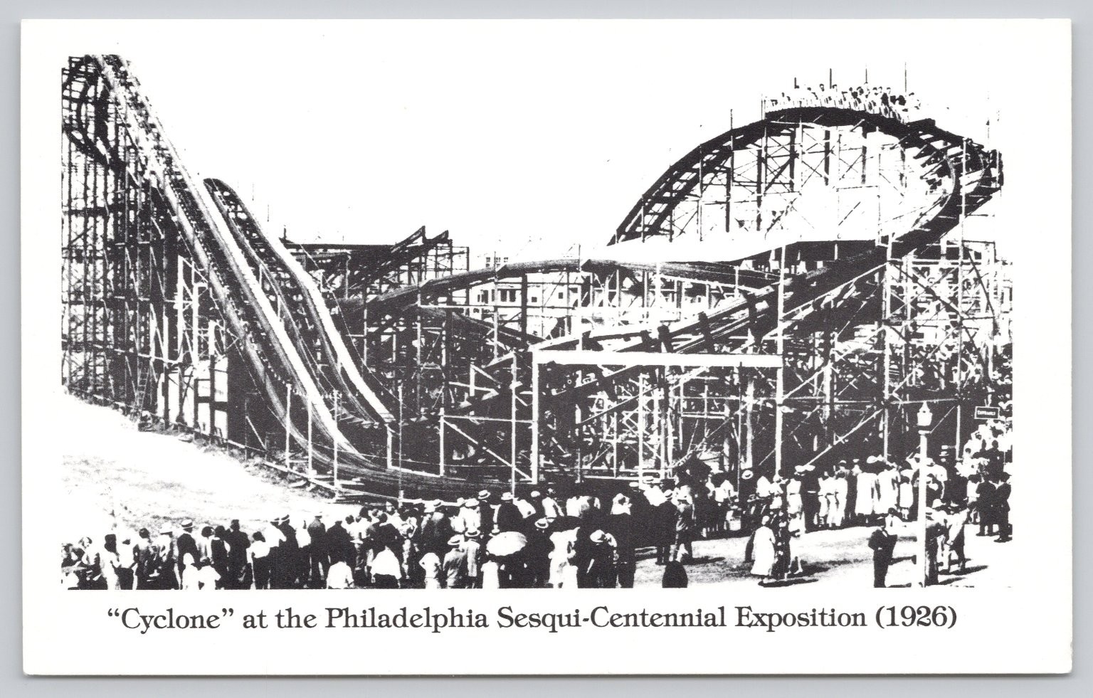 Cyclone Roller Coaster 1926 Philadelphia Sesqui-Centennial Exposition Postcard
