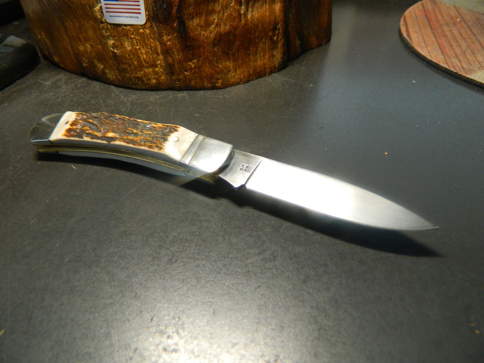 BOKER POCKET KNIFE 3 3/4″ CLOSED GENUINE STAG HANDLE D2 TOOL STEEL LOCKING BLADE