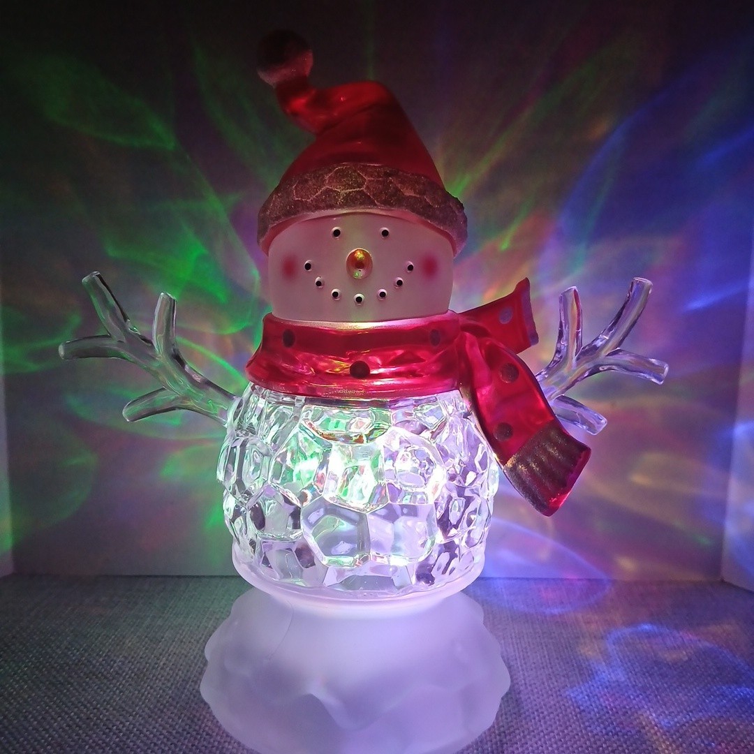 Holliday Vintage Acrylic Light Up Colorful Snowman 7.5 In Tall Christmas Decor
