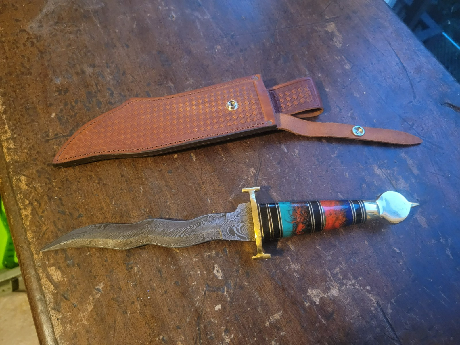 Kris Blade Dagger Battle Ready Handmade Damascus Steel 15.5 Inches With Sheath
