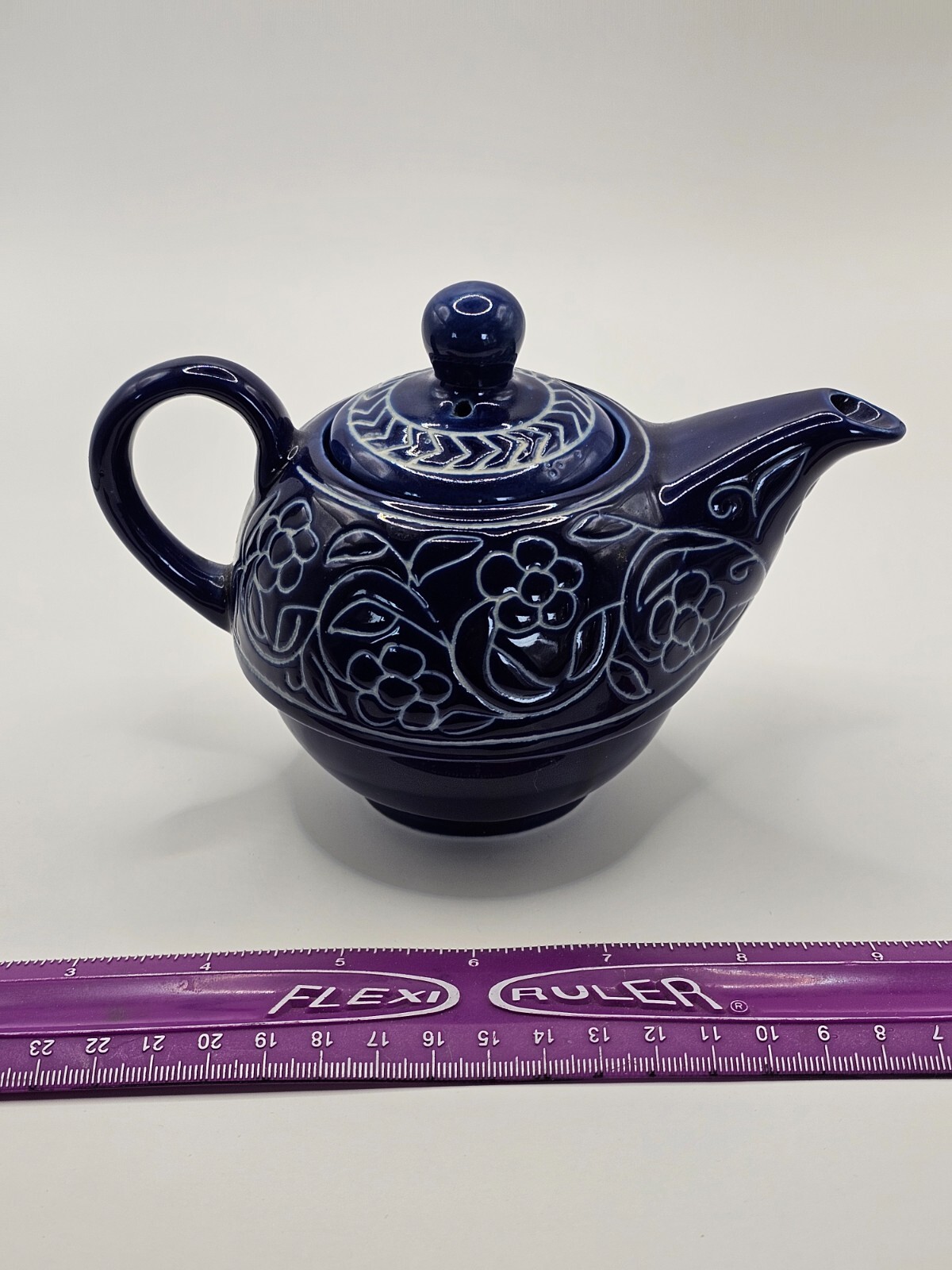 Vintage Jaipur Blue Pottery Teapot Flowers Desert Sands – Indian Ceramic Art