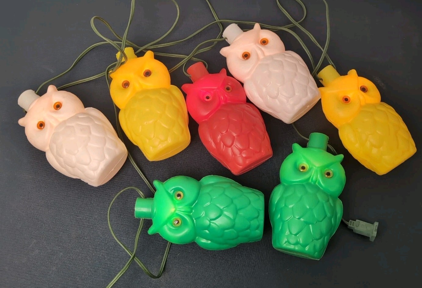 Vintage Blow Mold Owl String Light Camper RV Patio Party Wide Eyes – Set Of 6