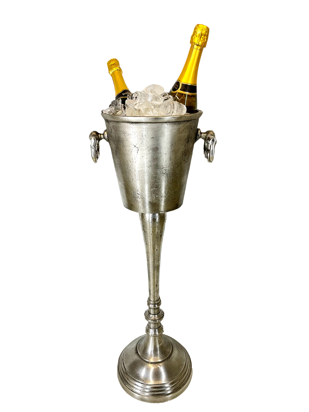 Floor Standing Silver Champagne Bucket Distressed Look Wine Cooler Ice Gift