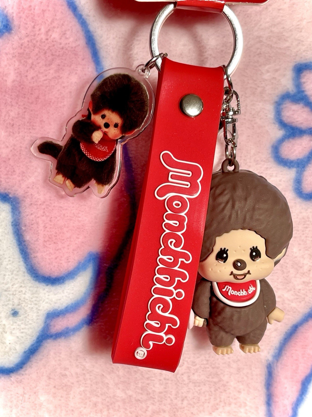 Monchhichi Multi-charm 3D Character + Acrylic Classic Boy Keychain wristlet NEW!