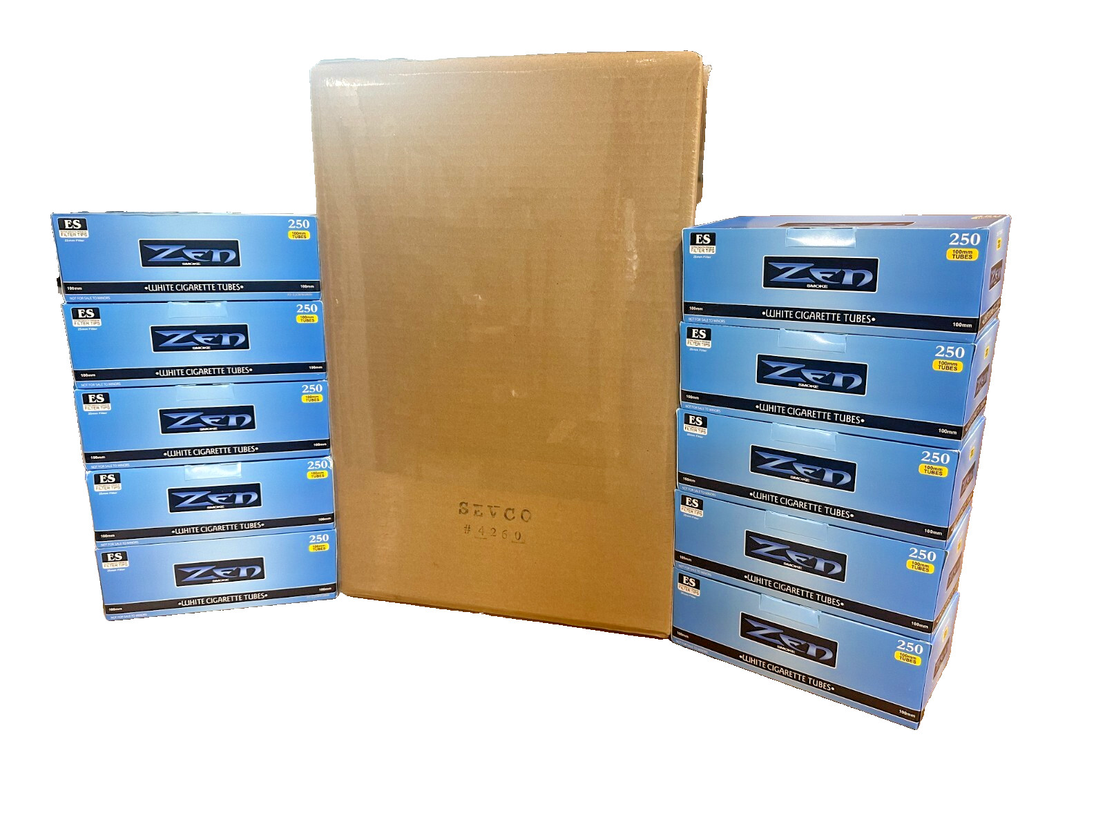 SEVCO ZEN Blue Cigarette Tubes Light 100 mm 10 Pack w/ Box Packaging