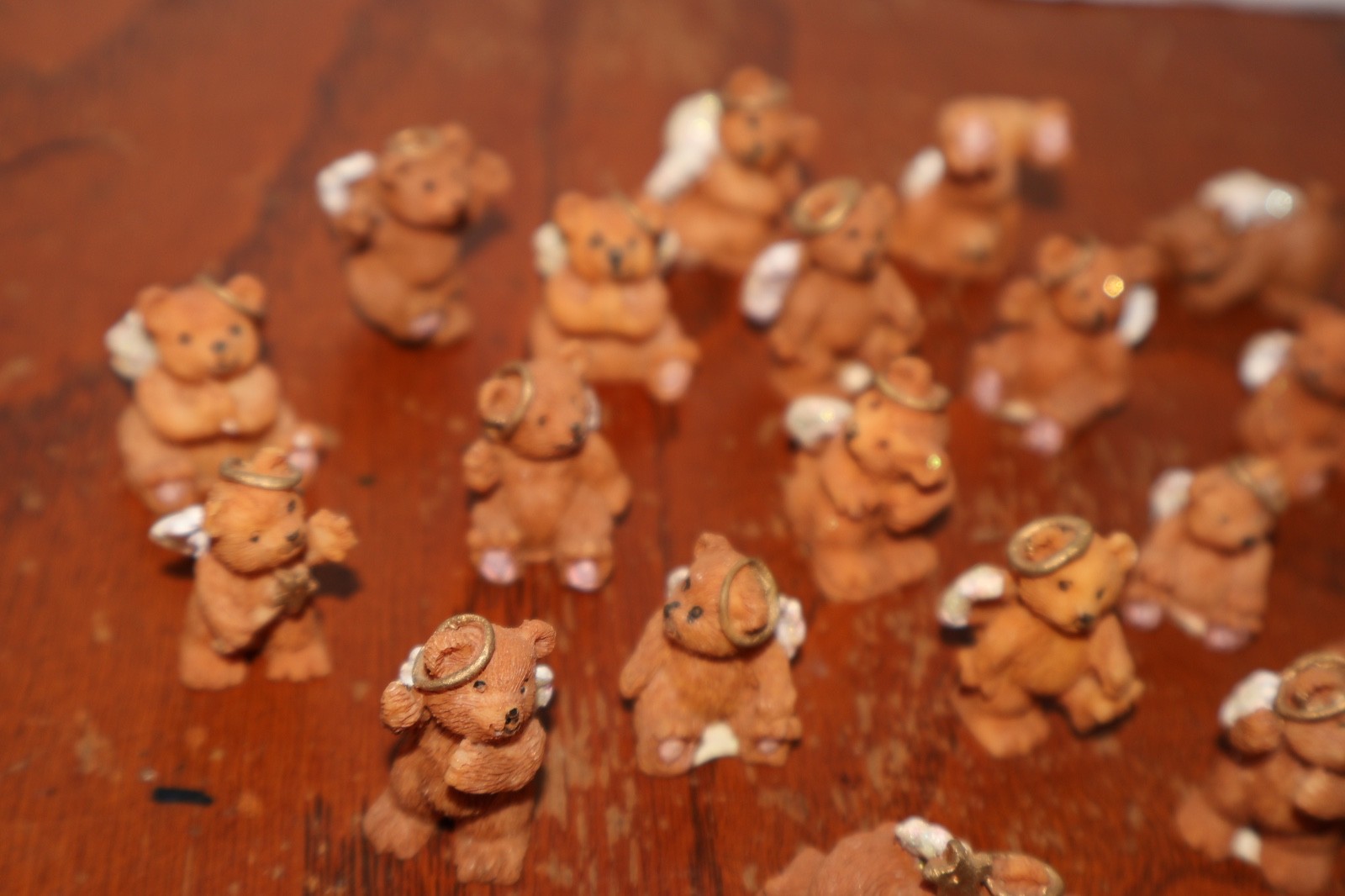 23 Mini Resin Bear Angel Figurines with Glitter Wings 3/4″ to 1″ Tall Each
