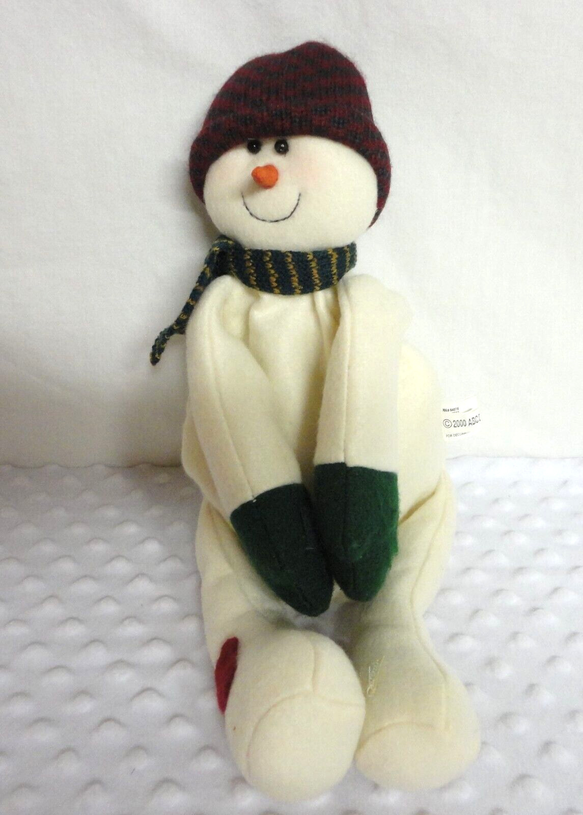 Snowman Plush Toy Christmas Plastic Carrot Nose Hanging 2000 ABC Distributing In