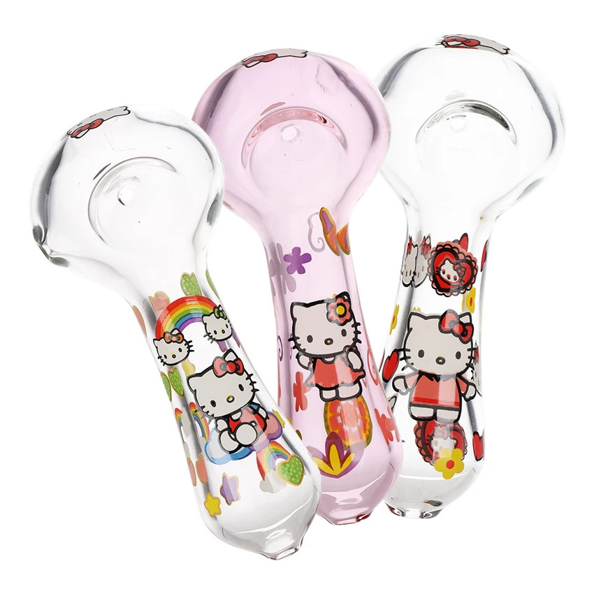 NEW! Cute Kitty Glass Spoon Pipe | 4.5″ | Assorted Designs | 3ct Bundle