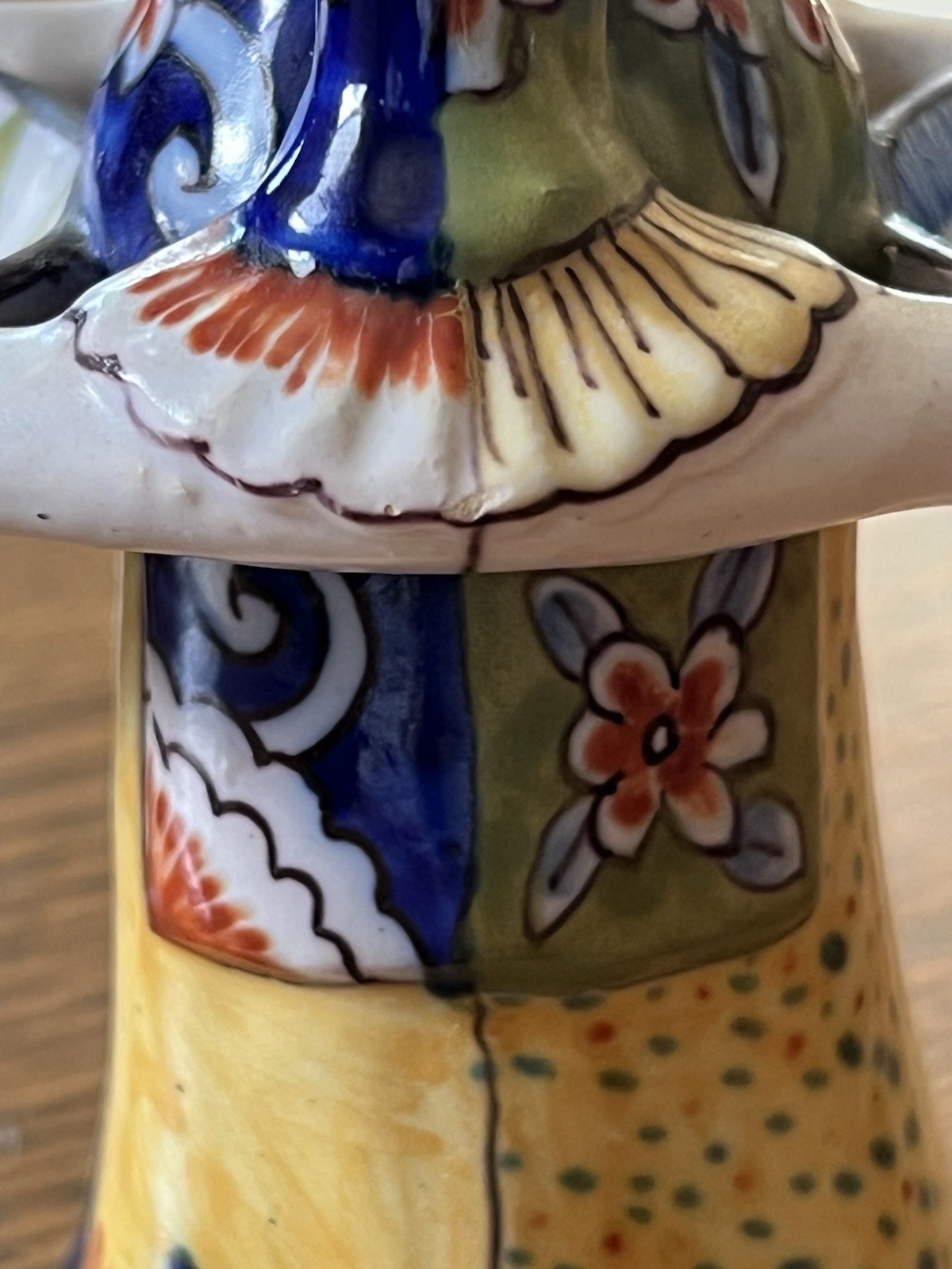 French Rouen Faience Figural Double Salt Cellar Lady Figure 1185 Chip Tin Glaze