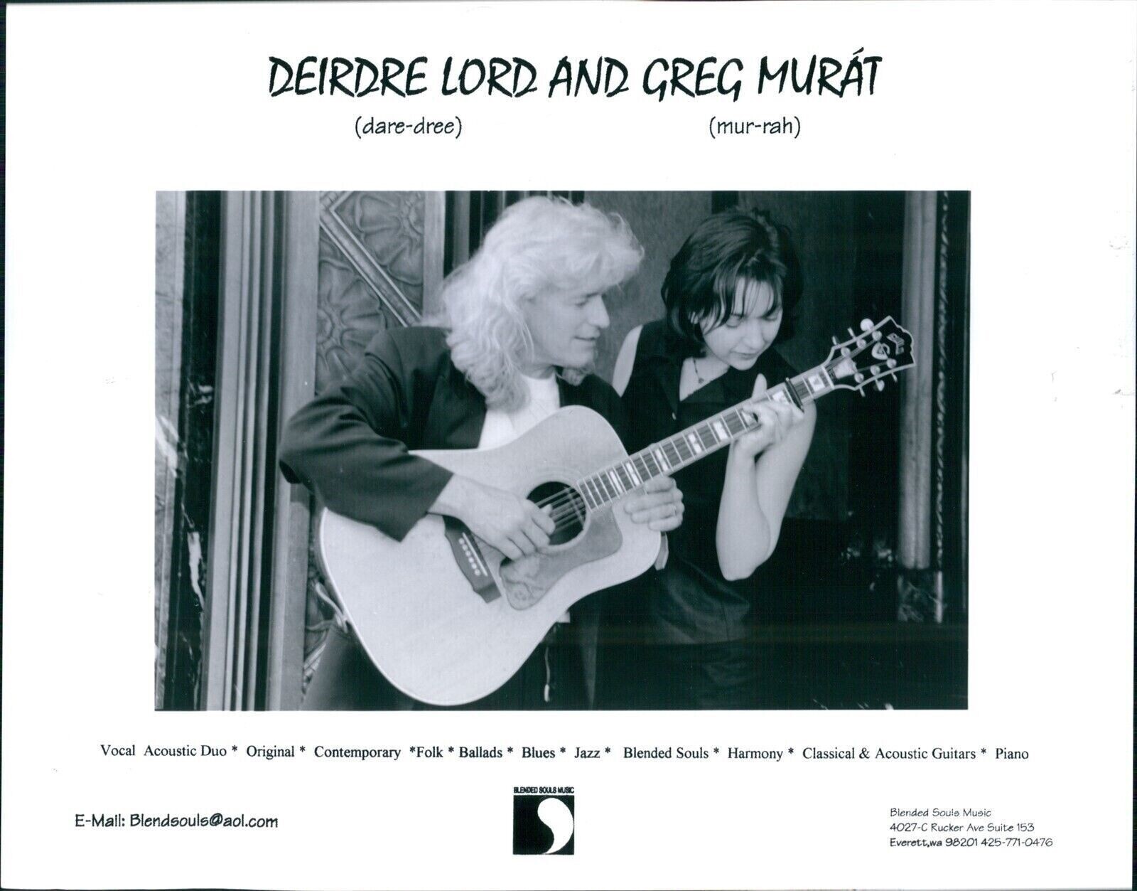 1998 Musician Deidre Lord Greg Murat Acoustic Duo Contemporary Folk Photo 8×10