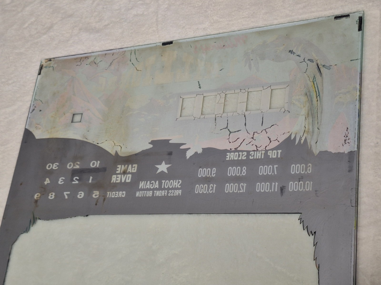 Vintage Arcade Rifle Game Backglass 1 Million B.C. 1968 Original Pinball 24×23