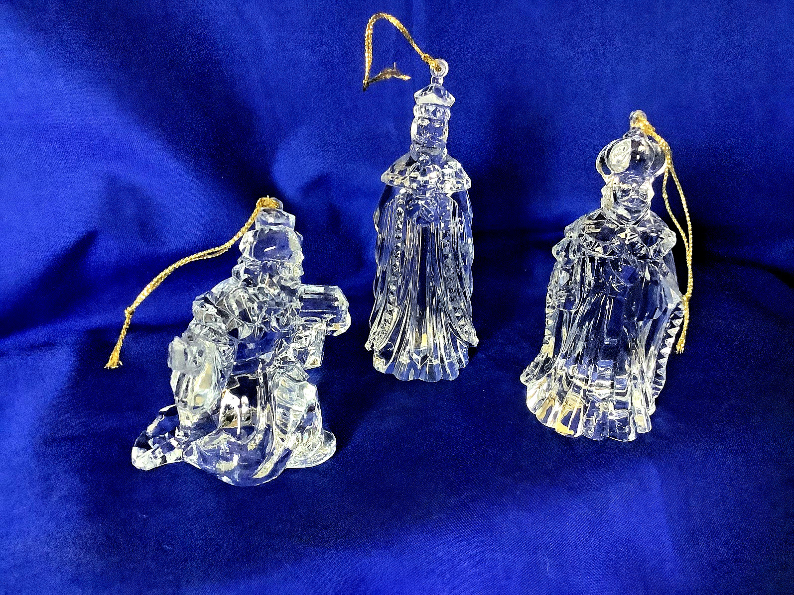 1960 NEW Set Three Magi Wise Men Figurines Taiwan Nativity Clear Acrylic 254