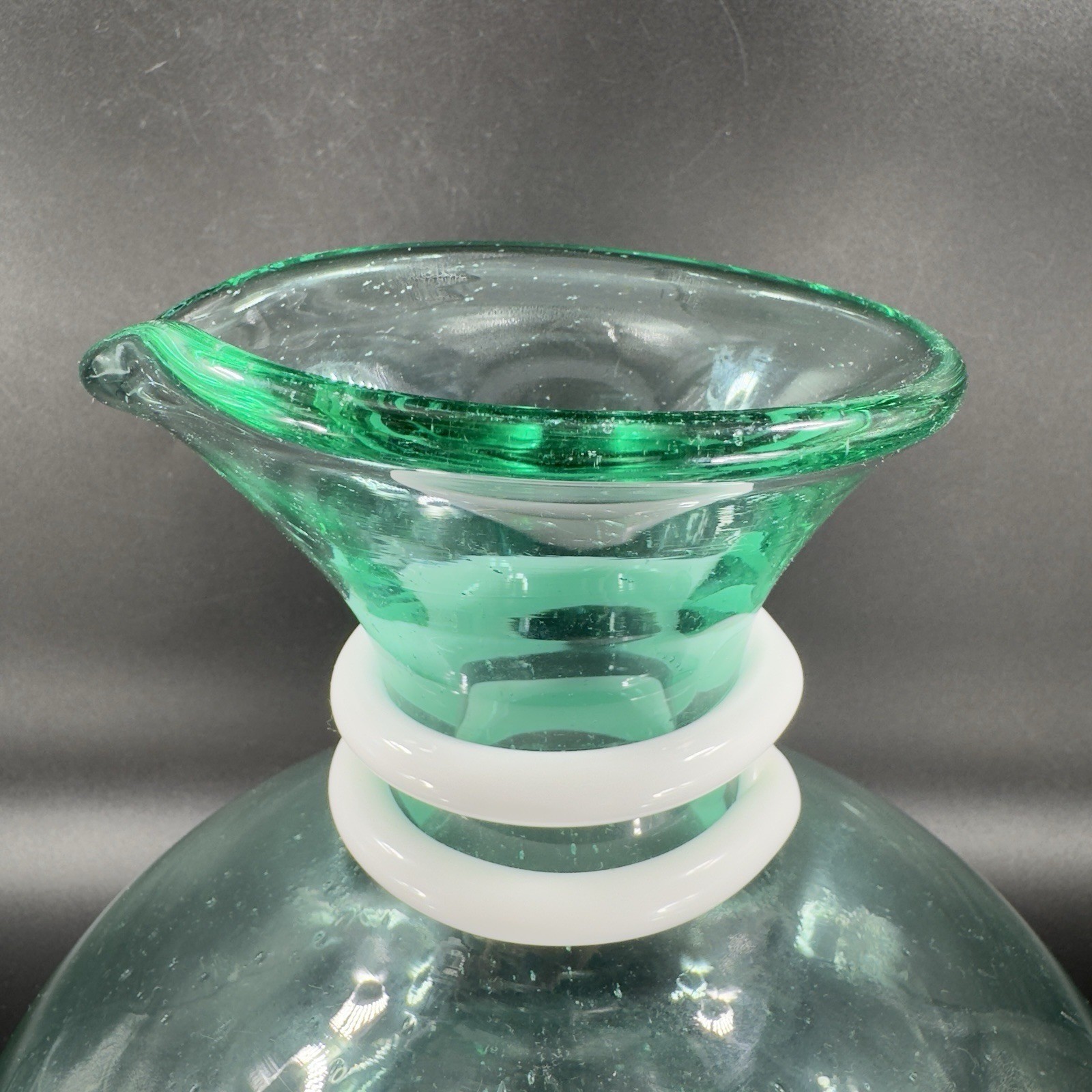 Paola Navone Riviera Crate And Barrel Glass Vase Carafe Decanter Green Signed