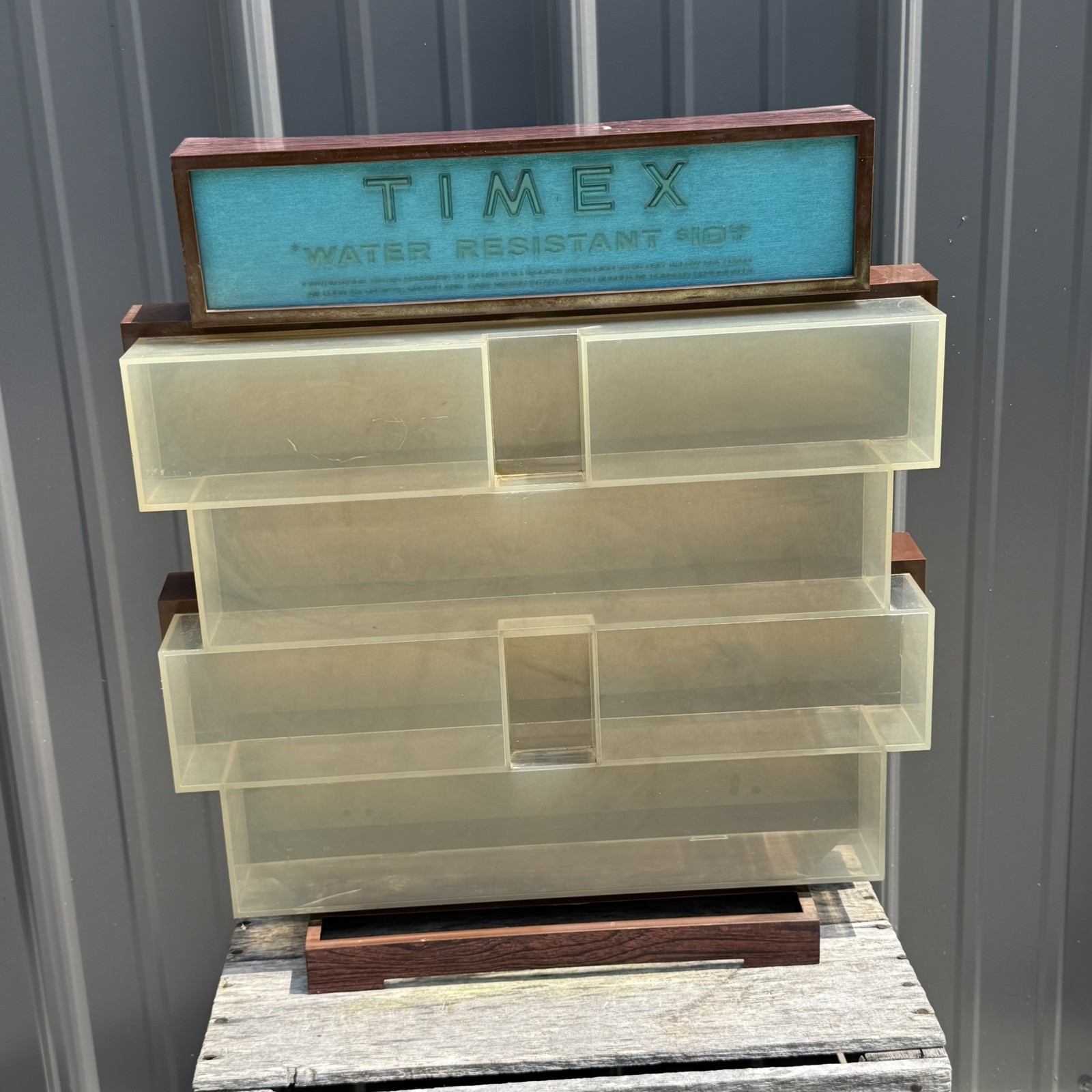 Vintage Timex Watch Countertop Store Display Blue Water Resistant Case 4-Tier