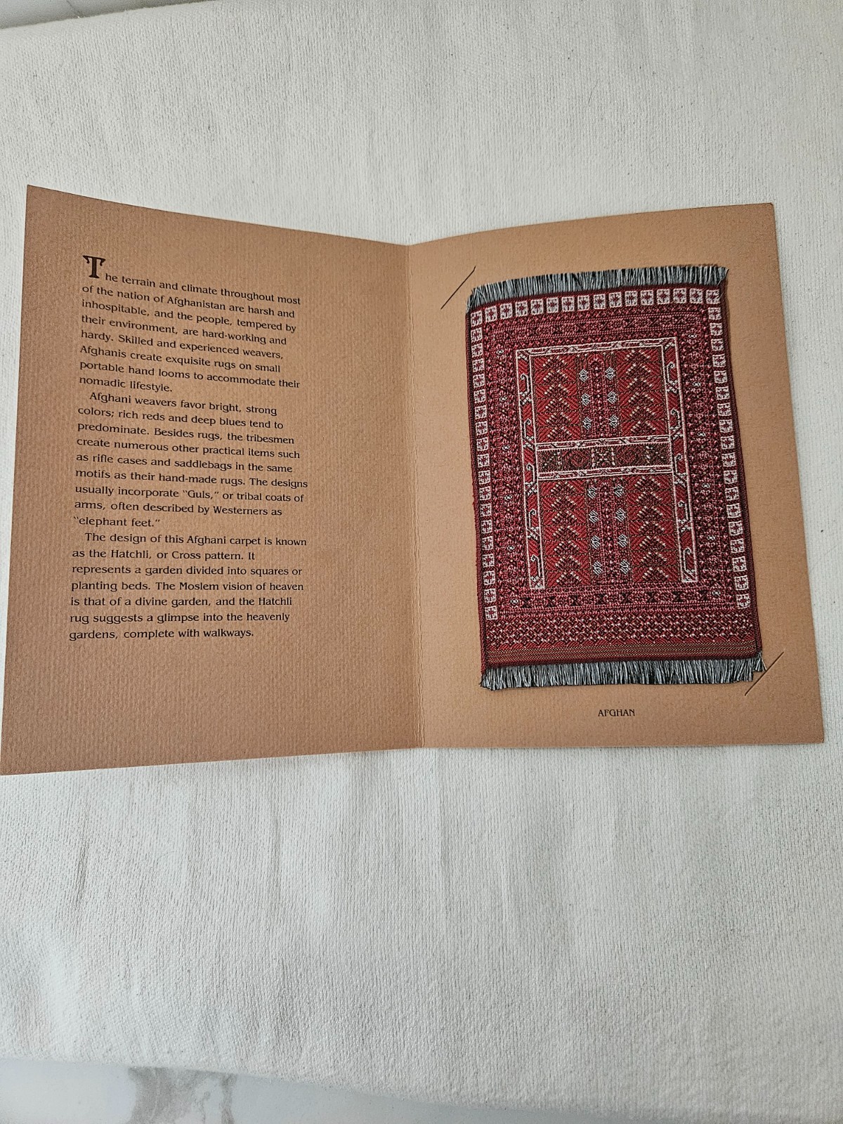 Miniature Franklin Mint Oriental Rug 5.7 x 3.1 in -AFGHAN- in a Card