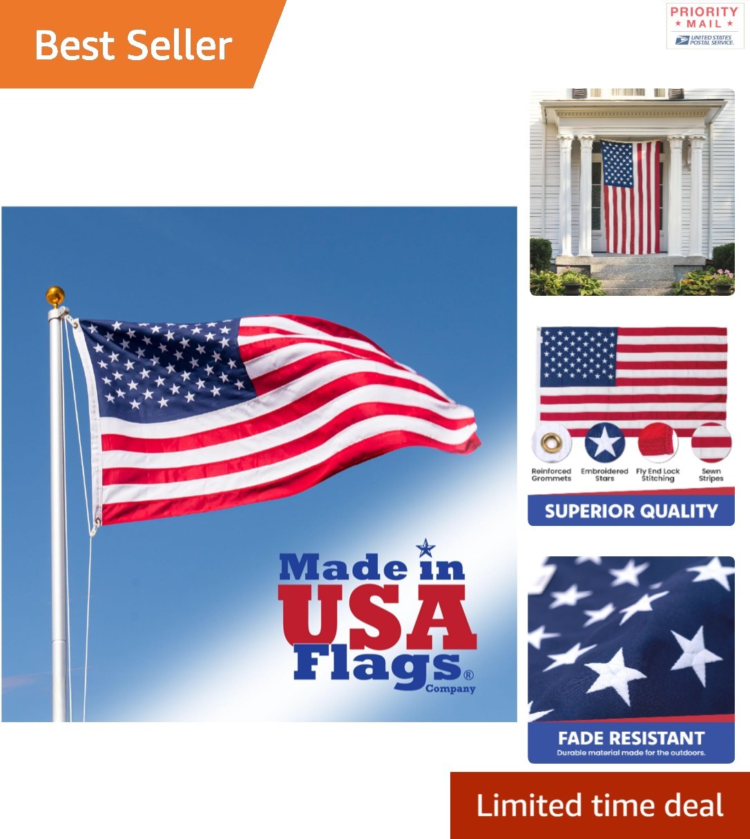 Durable 3×5 Outdoor American Flag Weather Resistant Sewn Stripes Red White Blue