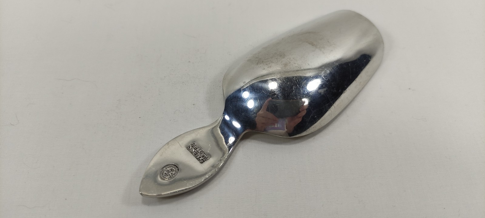 Vintage Colonial Williamsburg Stieff Pewter Tea Caddy Scope Spoon Scoop Pineappl