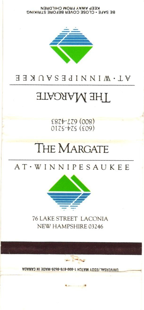The Margate at Winnipesaukee Laconia NH Vintage Matchbook Cover 1980s