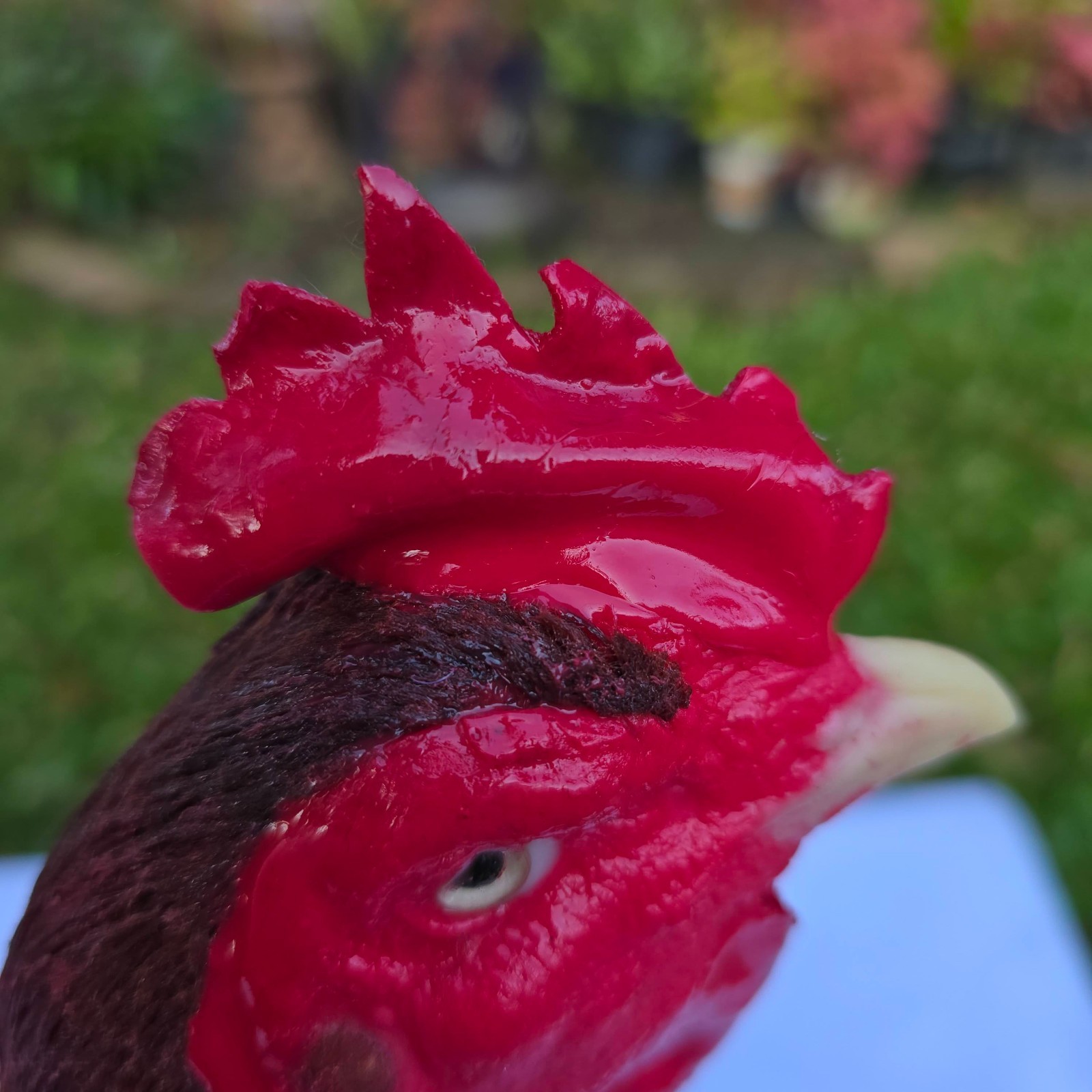Rooster Doll with Handle Realistic Chicken Tough Durable Toy Silicone Head