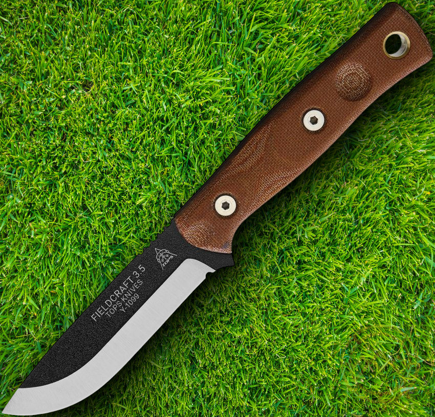 TOPS Fieldcraft Fixed Knife 3.75″ 1095HC Steel Full Tang Blade Micarta Handle