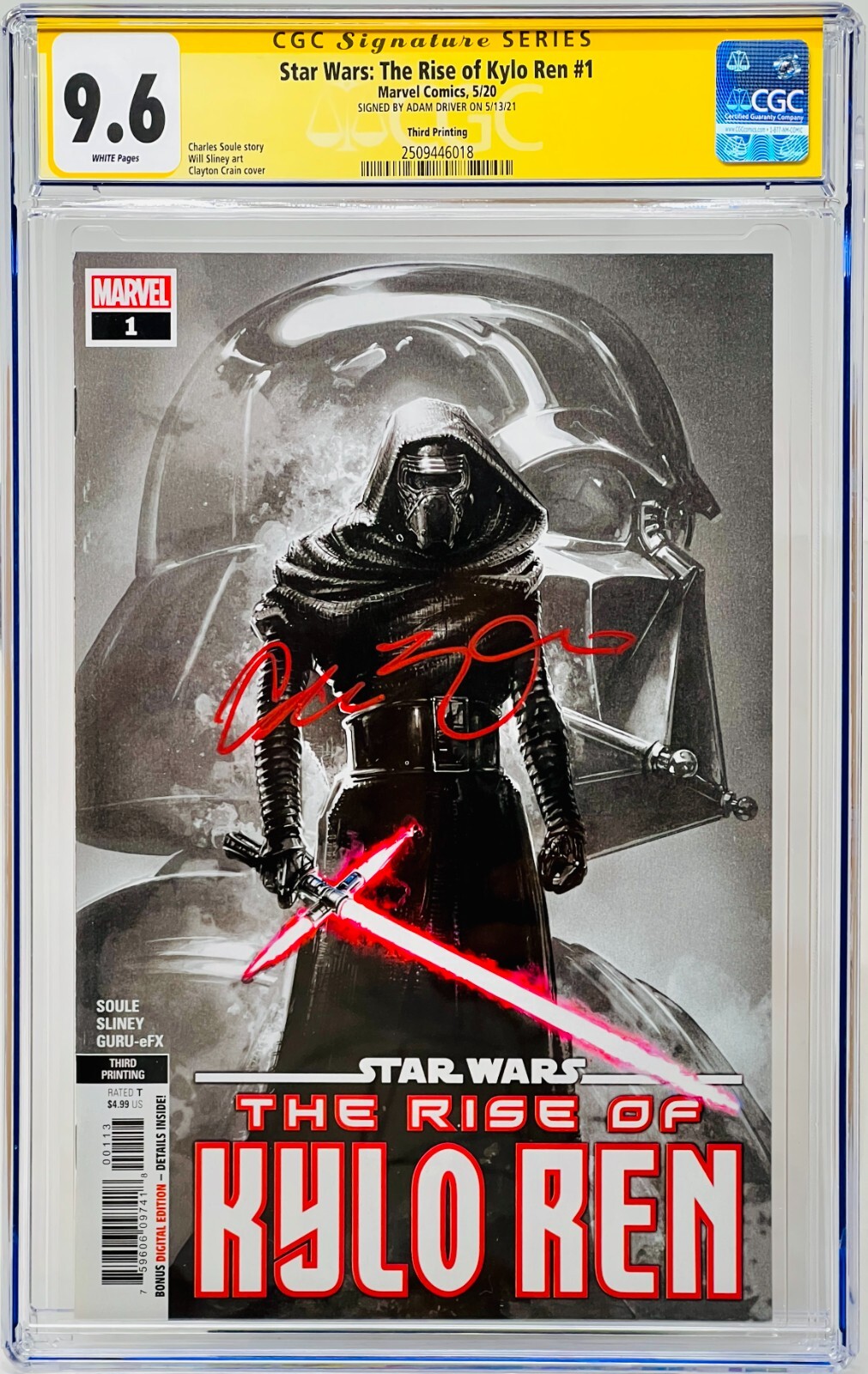 CGC Signature Series 9.6 Star Wars: The Rise of Kylo Ren #1 Adam Driver Auto