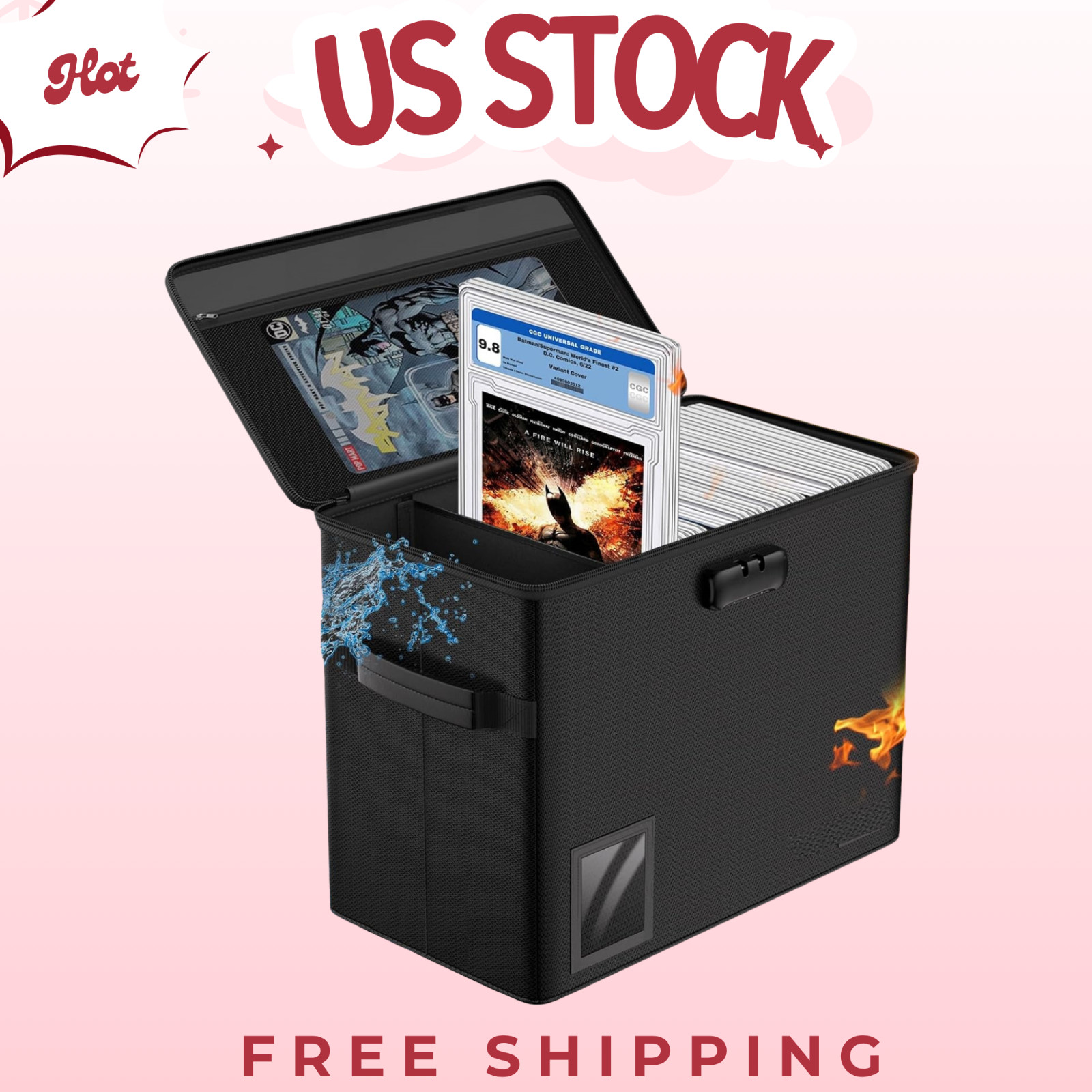 30-Slab Graded Comic Book Case – Fireproof/Waterproof with Lock & Dividers