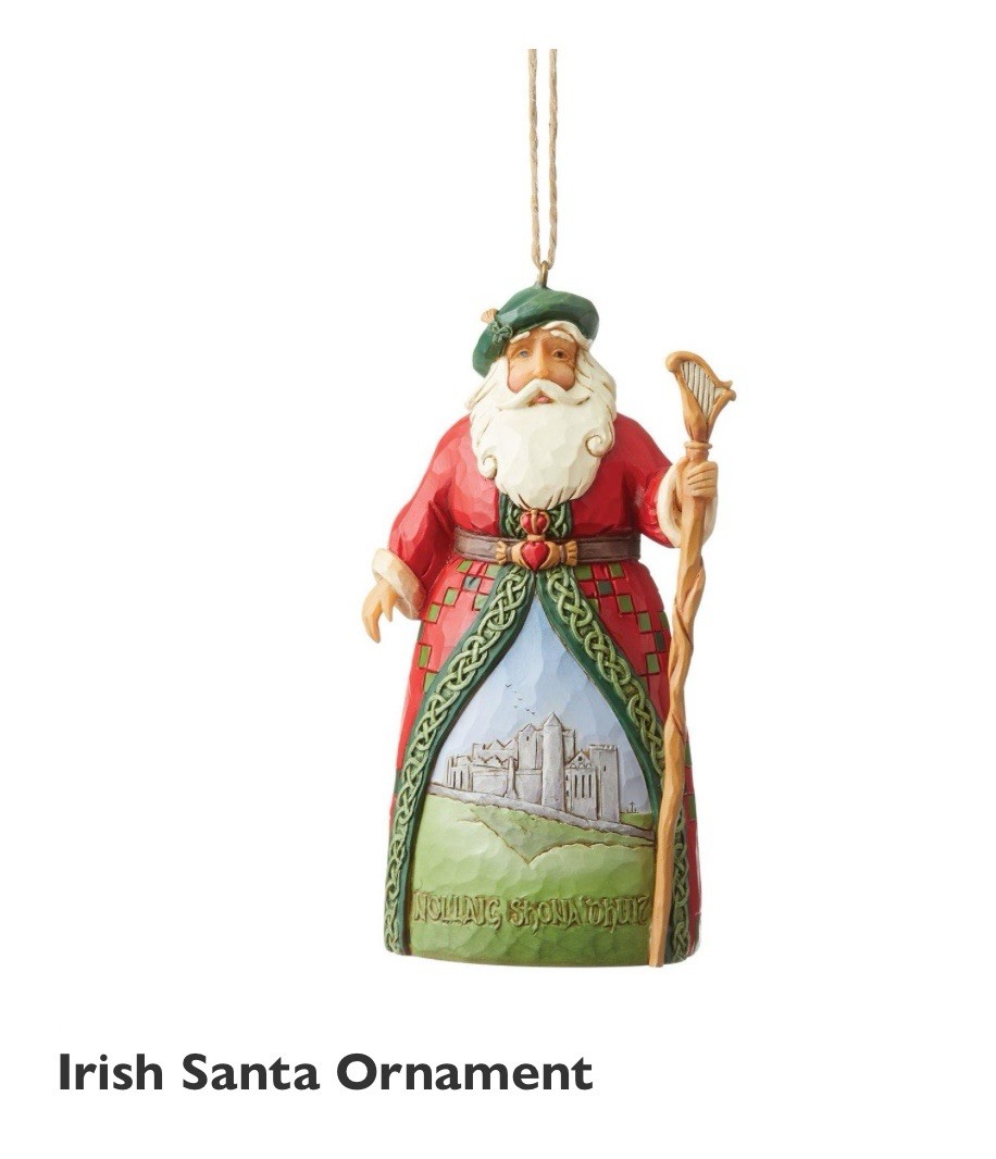 Jim Shore HWC Irish Santa Christmas Ornament 4.72”H Stone Resin NIB