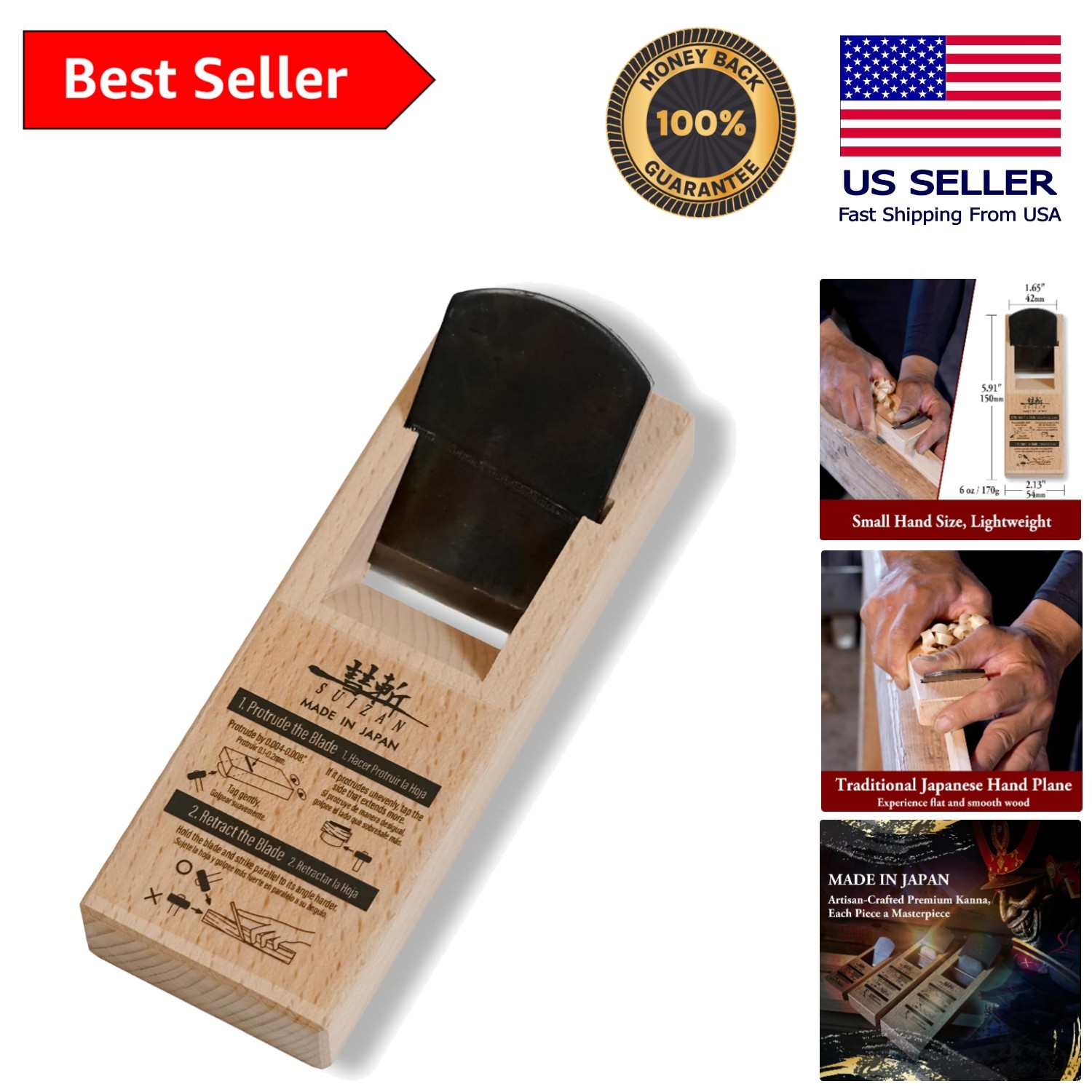 Kanna 1.7″ Hand-Powered Japanese Wood Planer – Experience Tradition and Quality