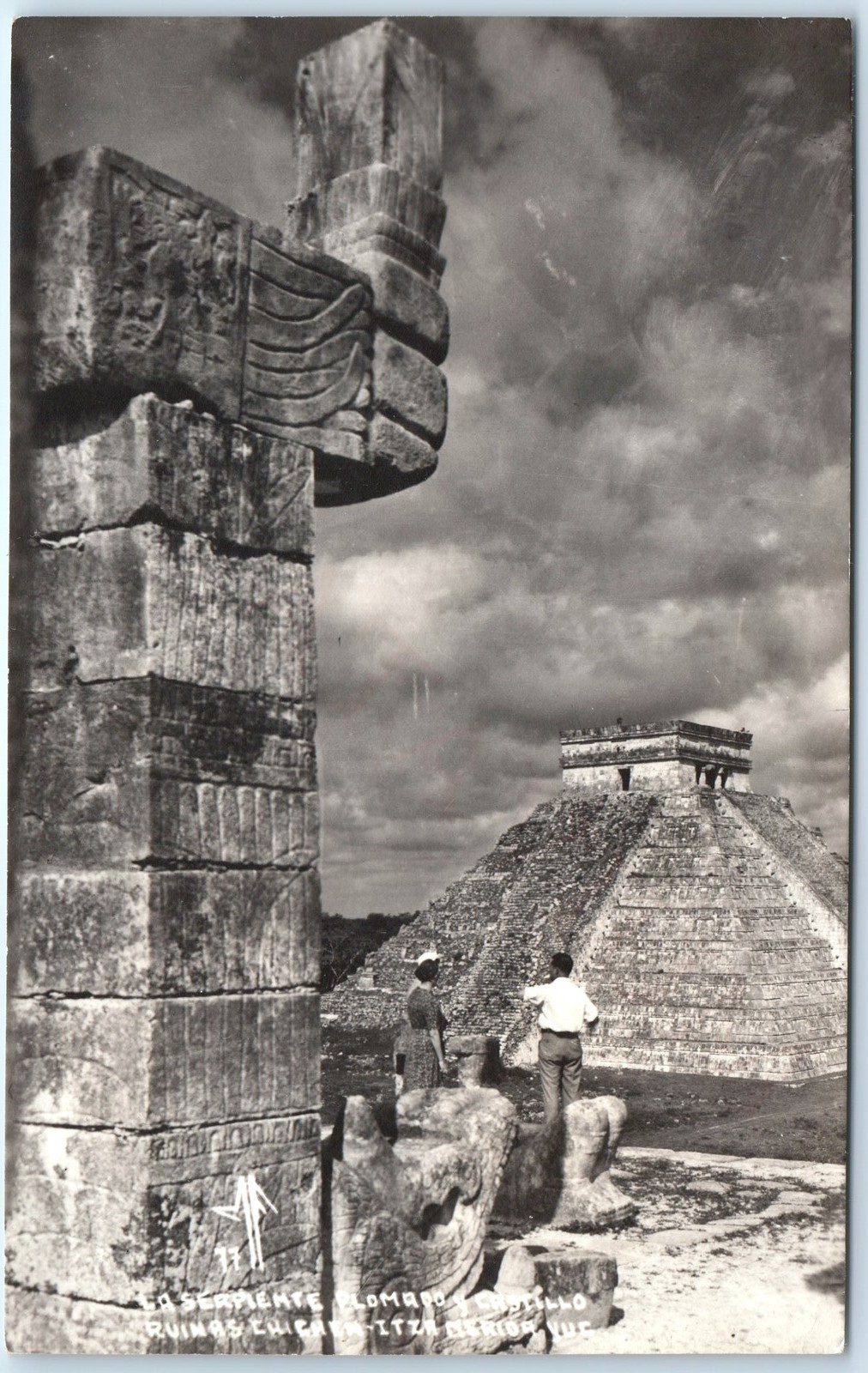 c1940s Chichen Itza Ancient Mayan Pyramid Serpiente y Castillo Temple Ruins A347