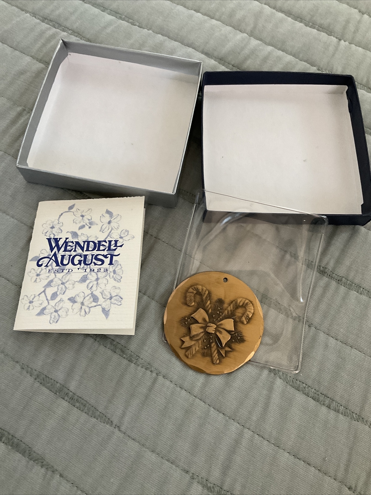 WENDEL AUGUST HAMMERED SOLID BRONZE CANDY CANE ORNAMENT 2001