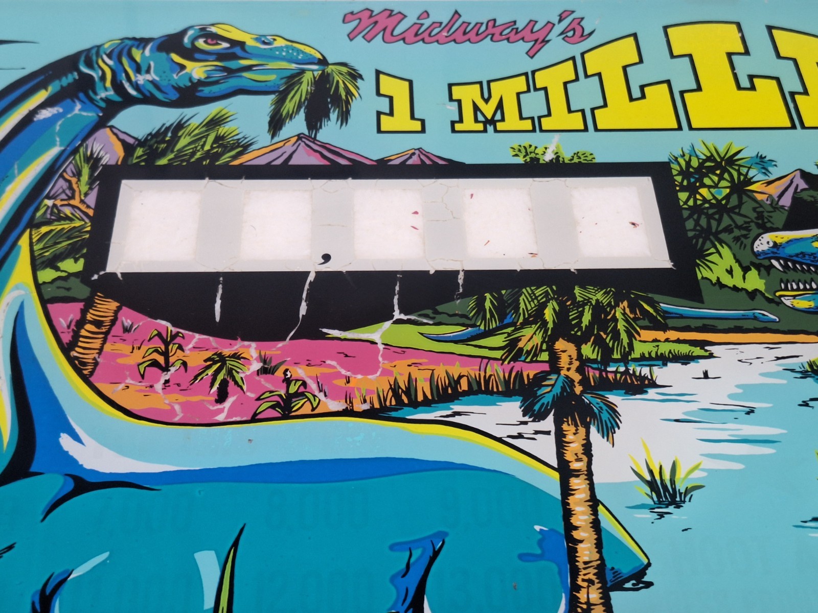 Vintage Arcade Rifle Game Backglass 1 Million B.C. 1968 Original Pinball 24×23