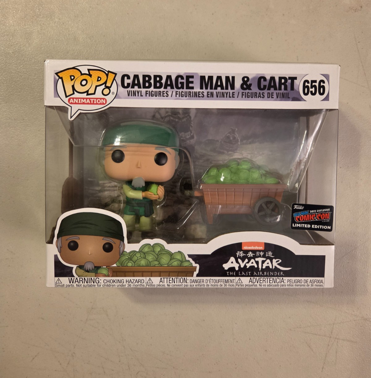 Funko Pop ATLA Cabbage Man & Cart #656 NYCC 2019 Exclusive Sticker Variant
