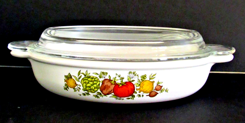 CORNING WARE: SPICE OF LIFE “400ml CASSEROLE DISH / WITH PYREX LID” ~**P-14-B**