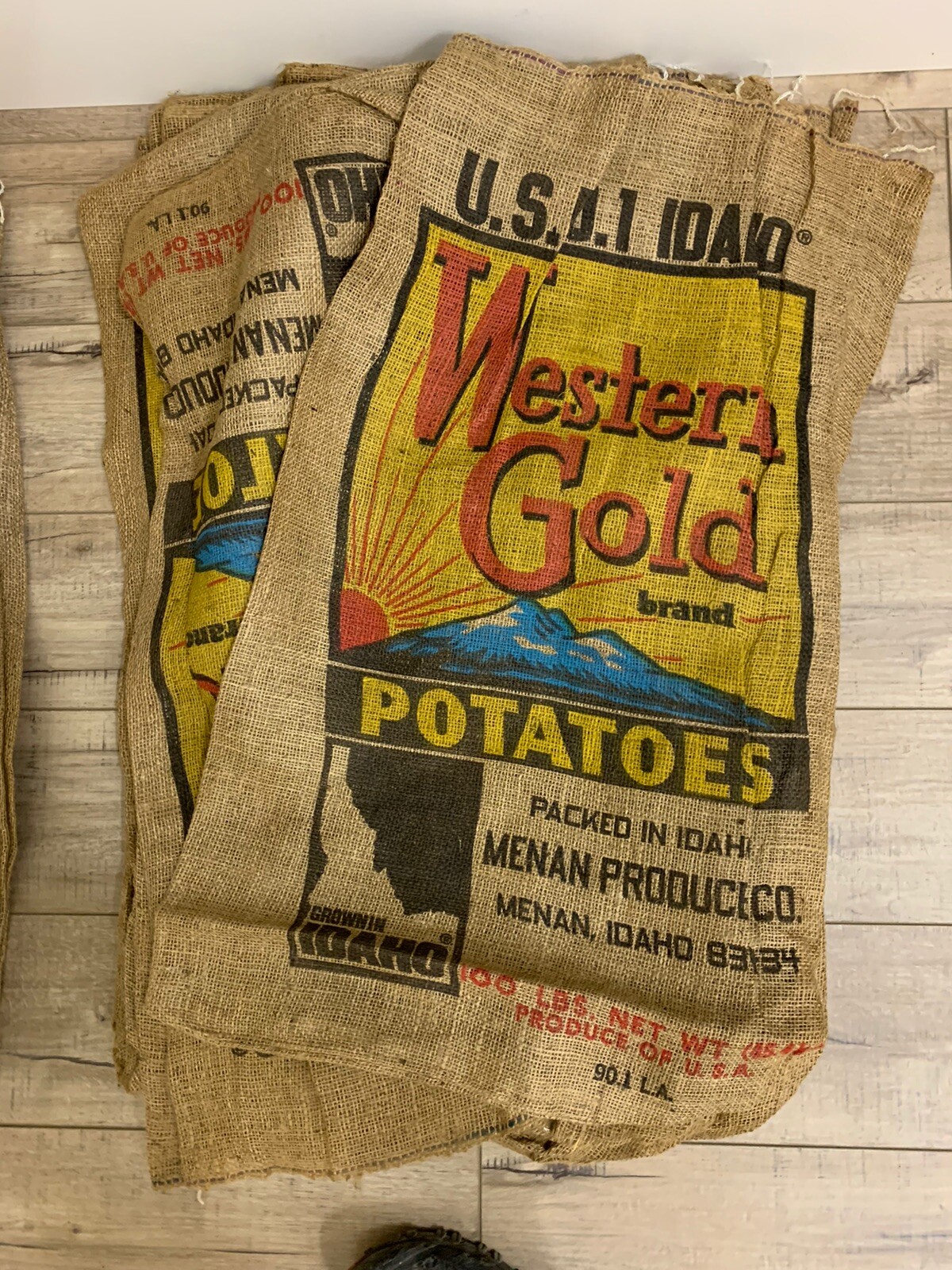Lot Of 5 Vintage Potato Sacks Burlap