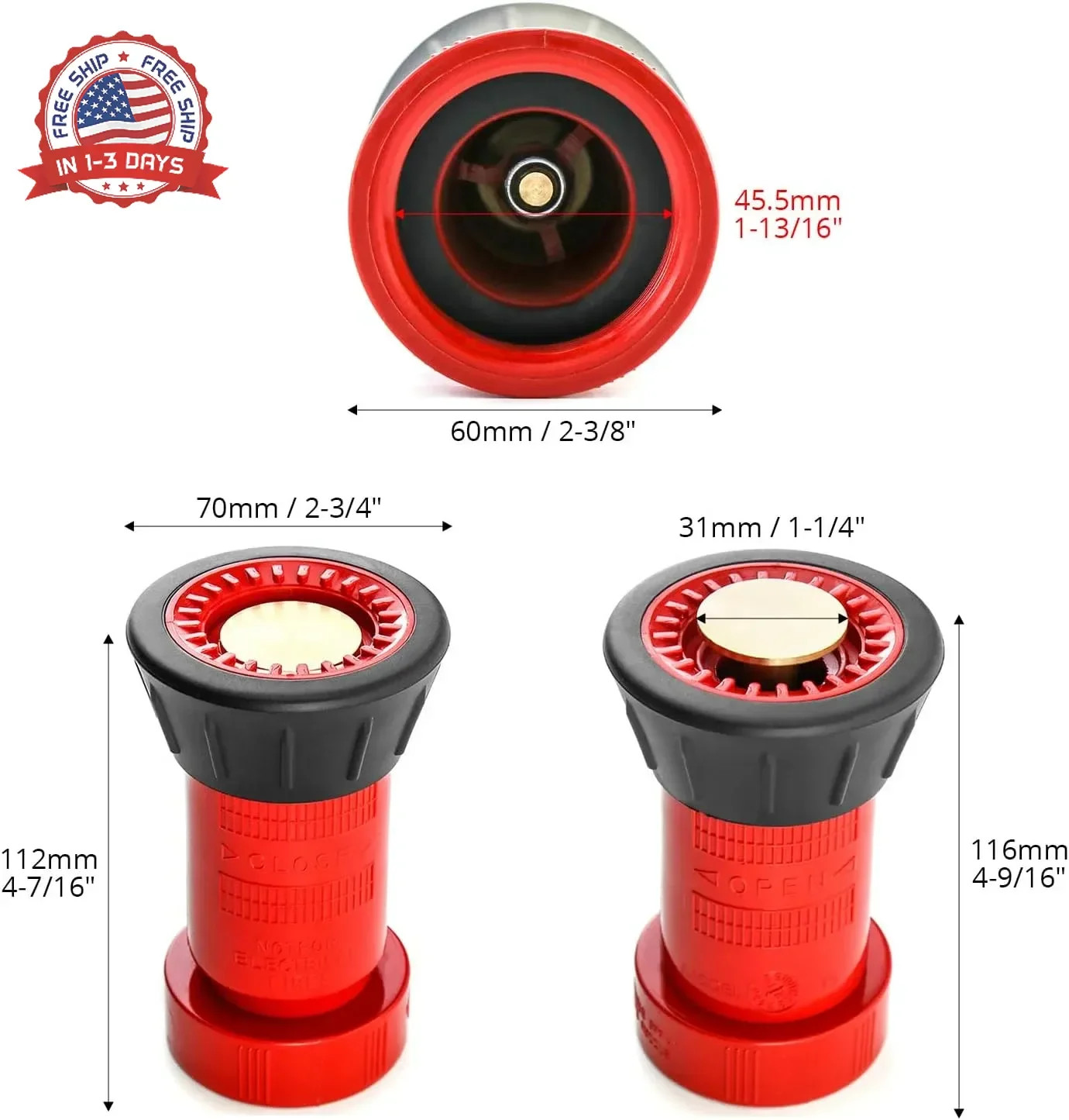 QWORK Fire Hose Nozzle, 1-1/2″ Heavy Duty NPSH Thermoplastic Constant Flow Fog N