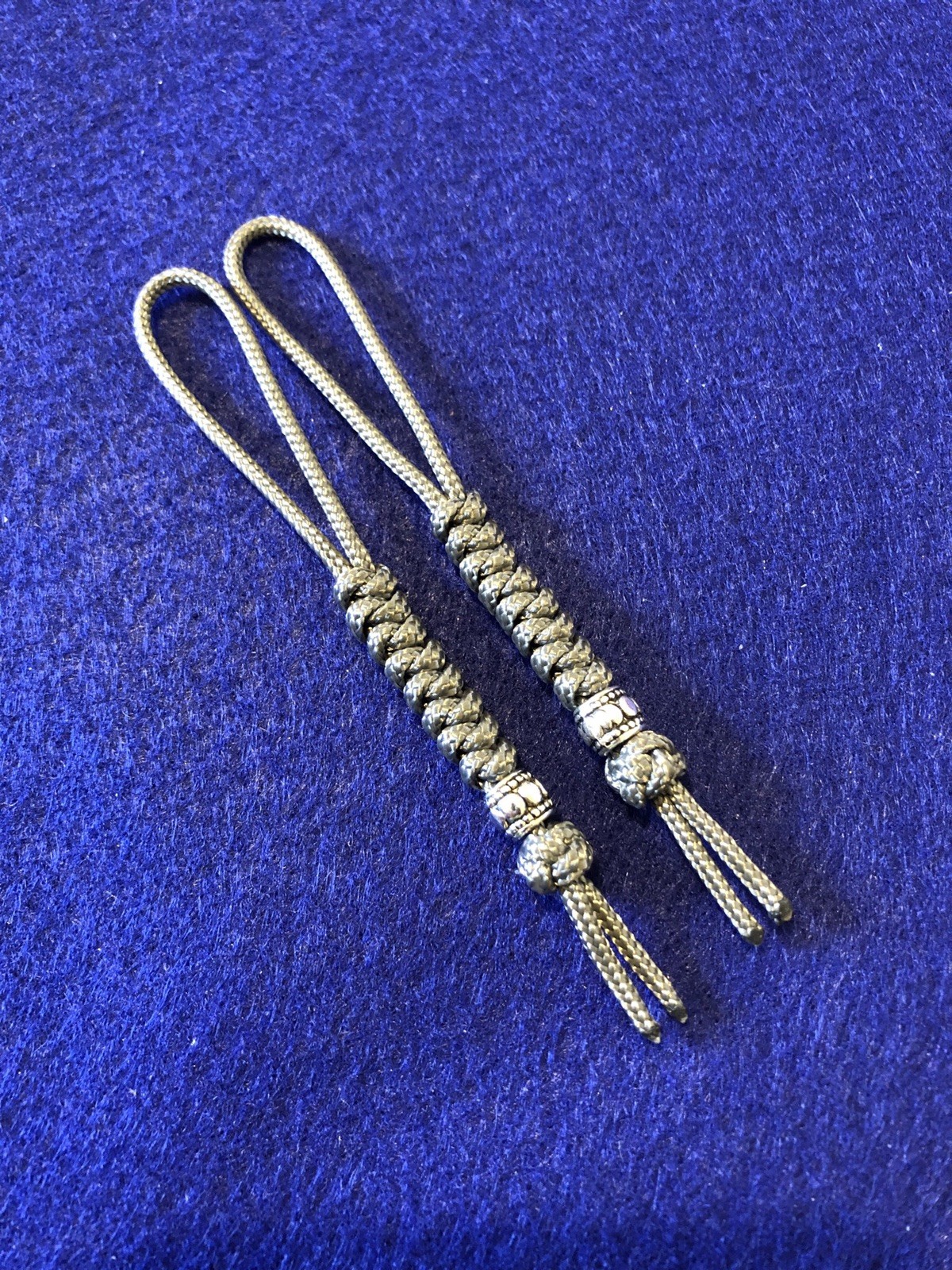 95 Paracord Micro Knife Lanyard 2pk, Dark Gray Cord Snake Knot With Metal Bead