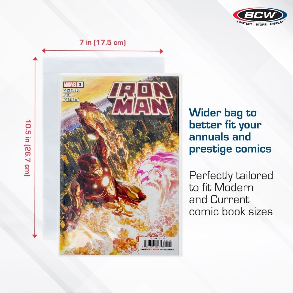 100 BCW Current Resealable Thick Poly Comic Bags & Regular Boards 6 7/8″ Combo