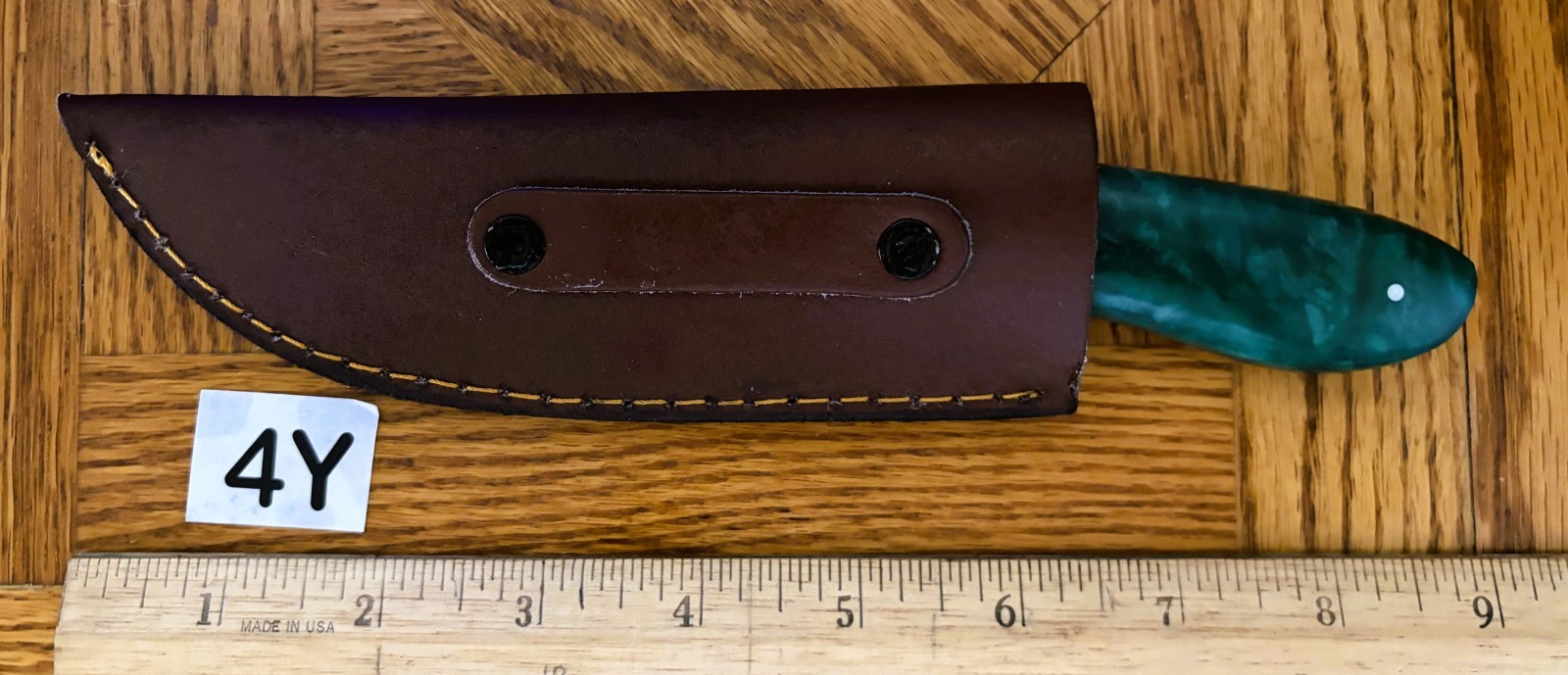 DAMASCUS STEEL SKINNING KNIFE-HARDWOOD and MICARTA HANDLE #4Y