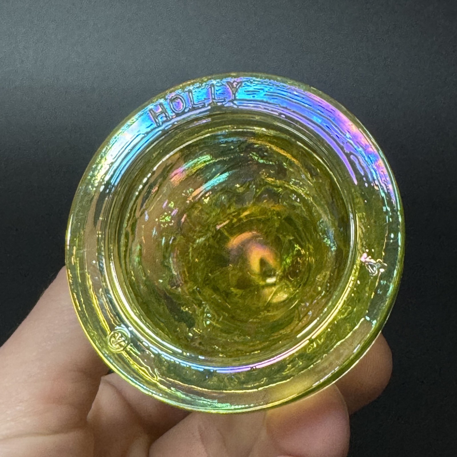 Vintage Vaseline Uranium Glass Carnival Little Woman Figure By Summit Art Glass