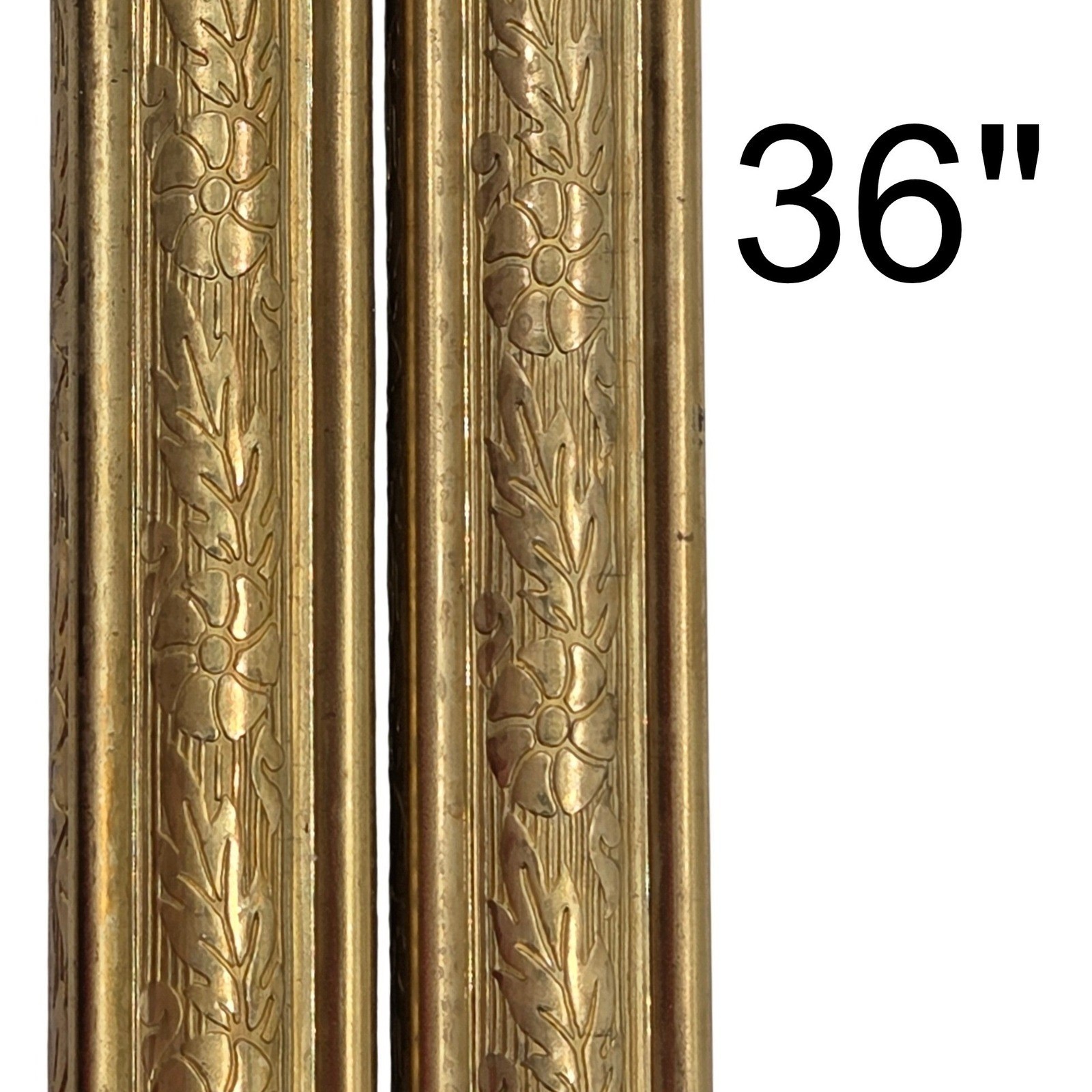 Floral Embossed Square Brass Tubing Pipe Pole Sleeve 36″ Long x 3/4″ – Lot of 2