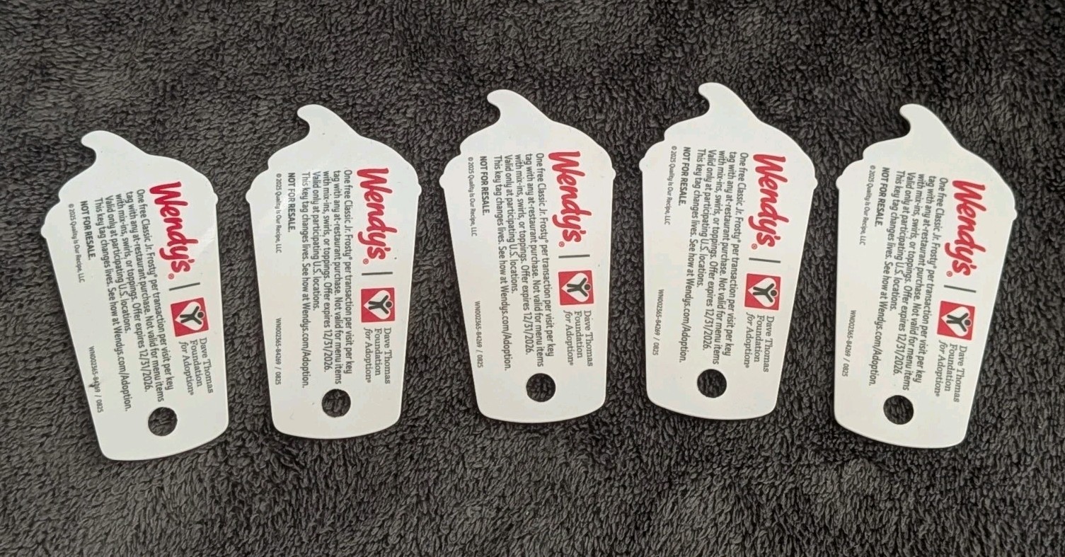 Wendy’s Frosty Key Tags 2026. Get Free Frosty For The Year. Lot of 5 Brand New