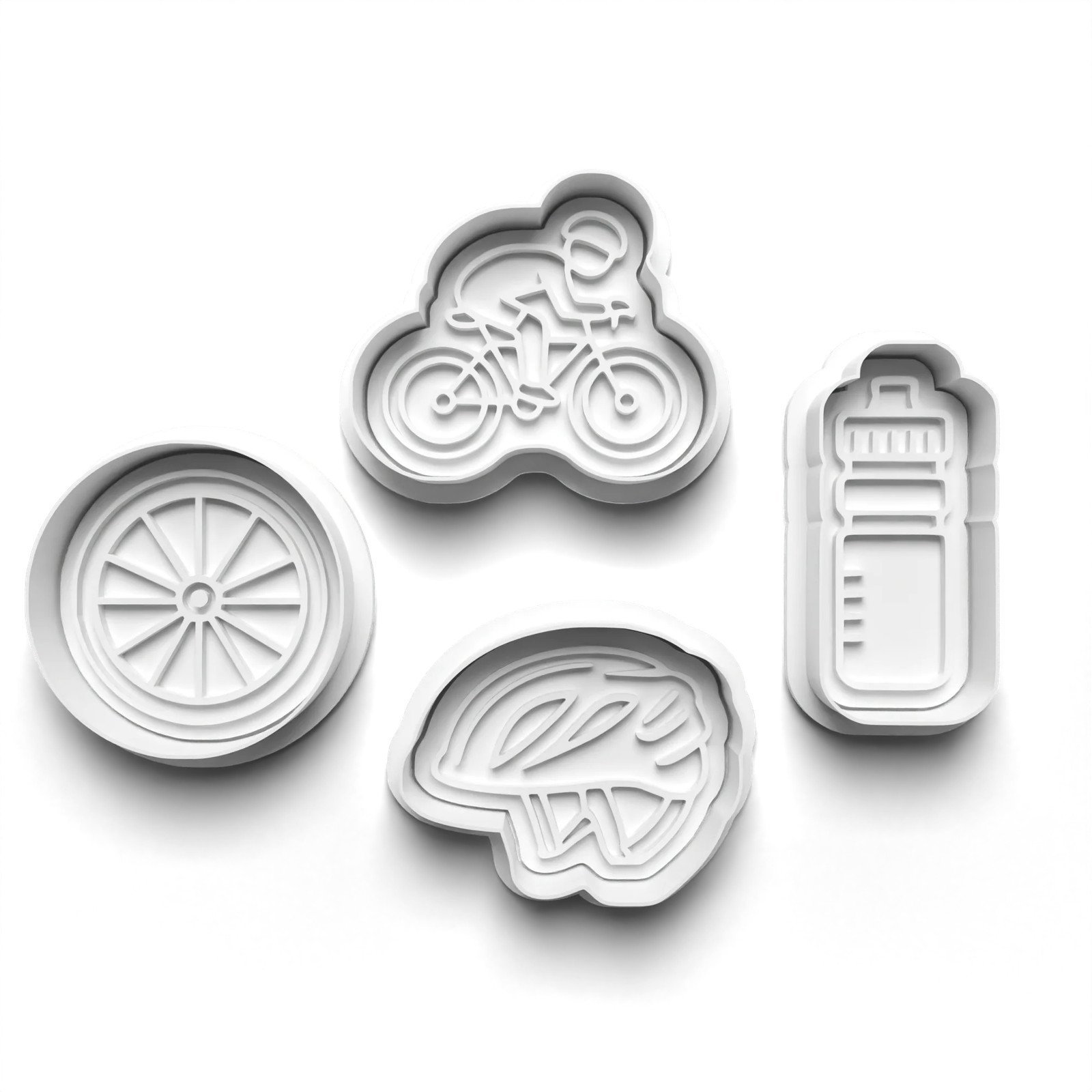 Cycling Theme Cookie Cutters Set + Stamps for Baking, Crafts, Dough 1062