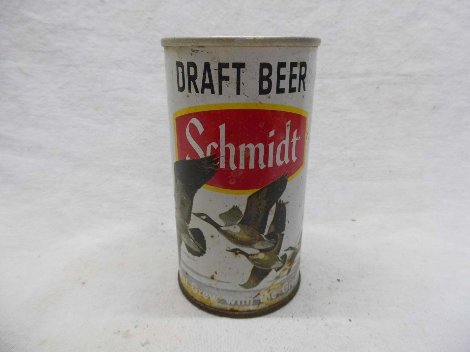 SCHMIDT DRAFT GEESE KEGLINED BEER CAN~SCHMIDT DIV OF ASSOCIATED, ST PAUL, MN