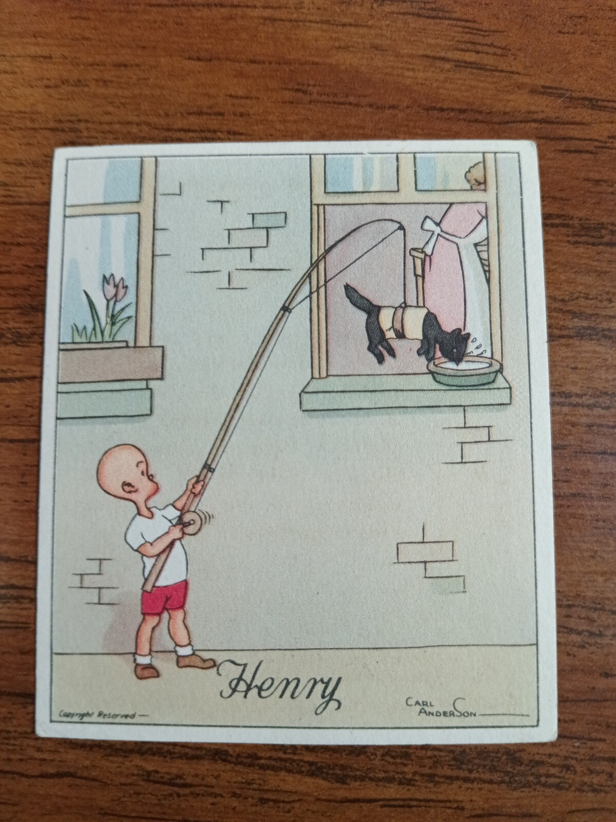 1935 J. WIX & SONS HENRY Comics 1st Series Fishing Pole With A cat at the End