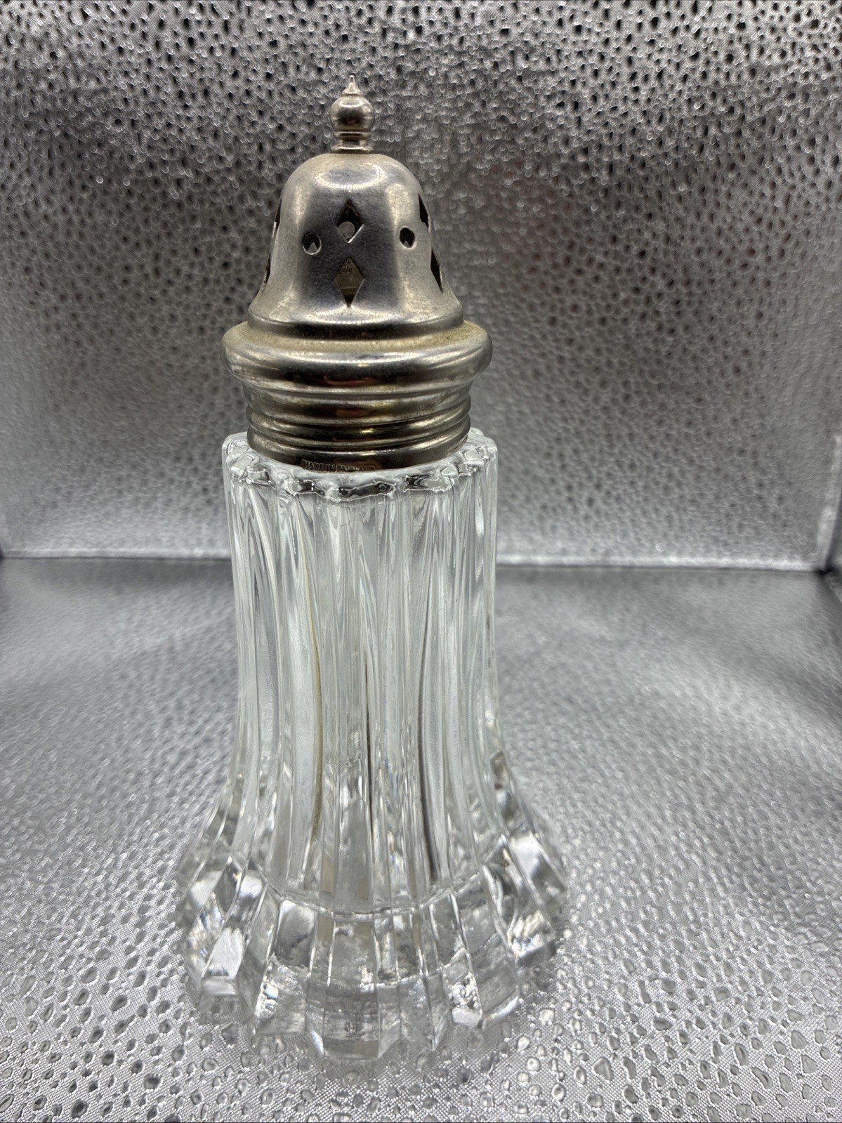 Sugar Shaker With Lid Crystal Cut Glass metal Top Made In Japan
