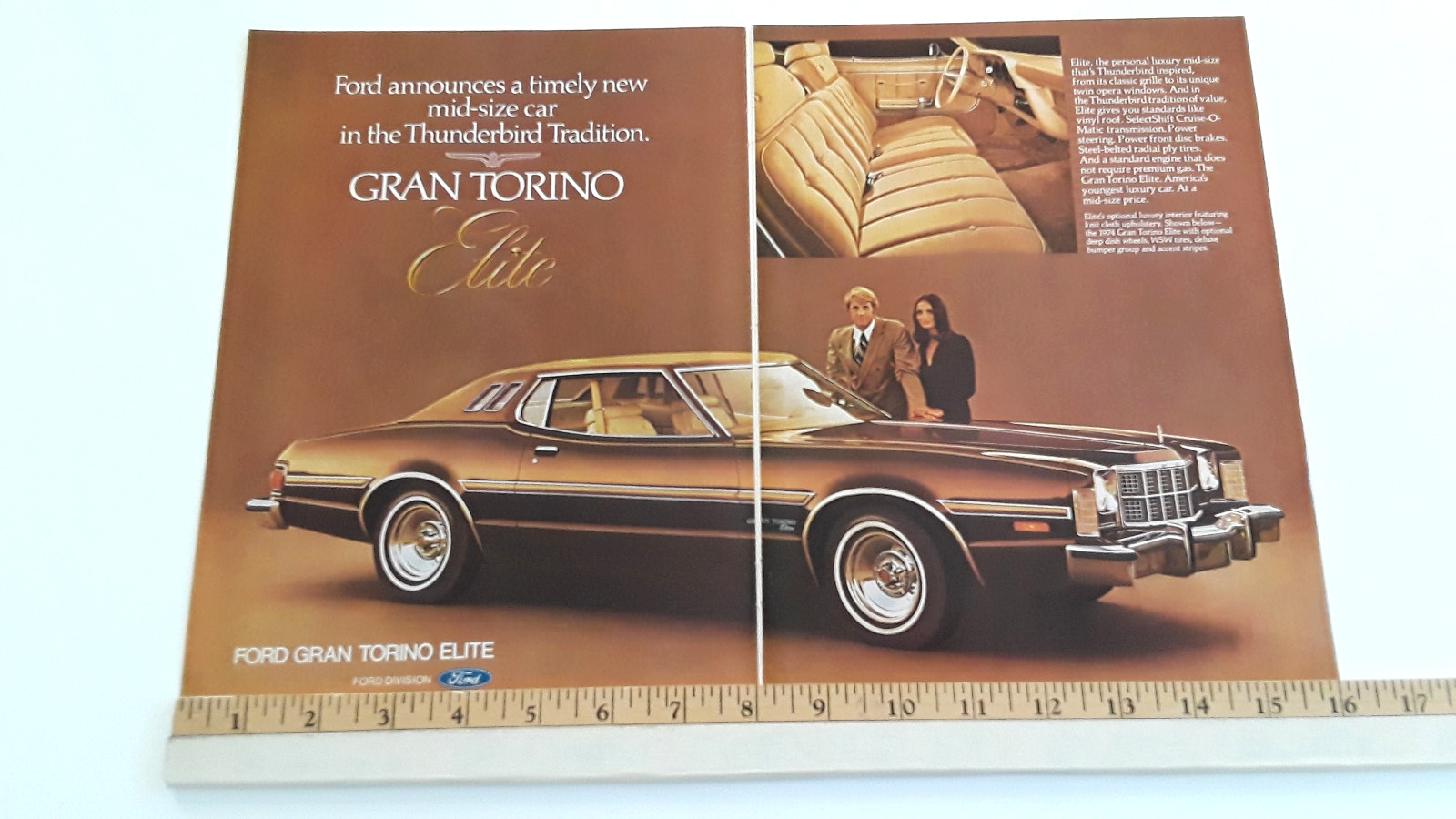 1974 FORD GRAN TORINO ELITE ORIGINAL 2 PAGE AD