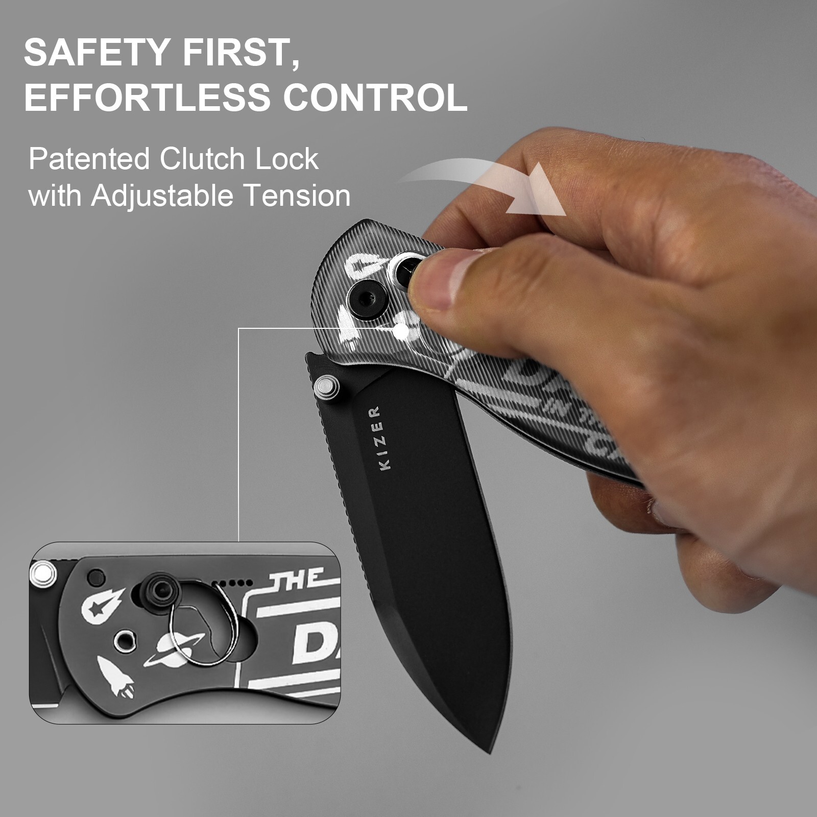 Kizer Drop Bear Folding Pocket Knife Nitro-V Blade Acrylic Handle Gift V3619A11