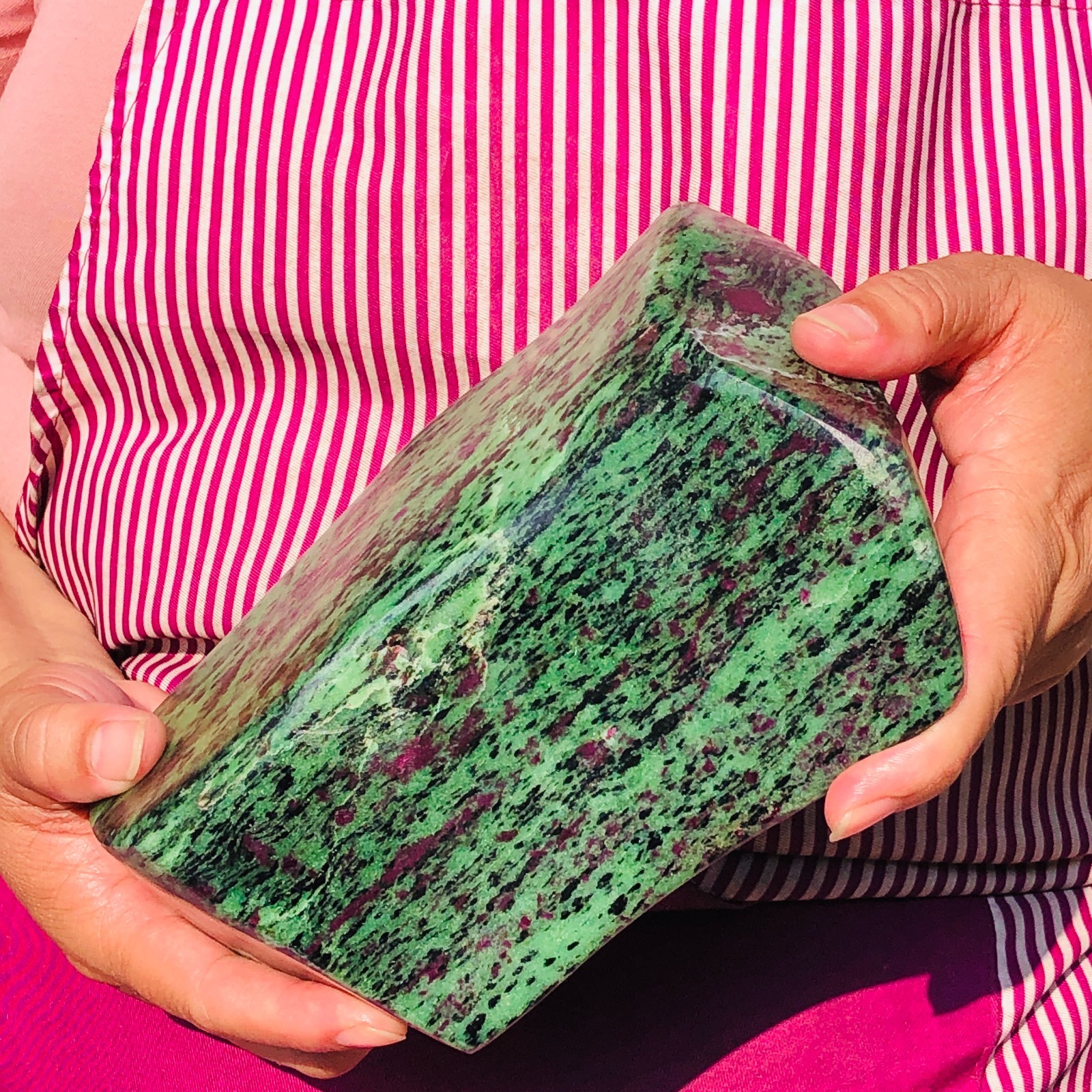 6.97LB Natural Red & green treasure Ruby Epidote SLAB ROUGH ROCK demagnetize