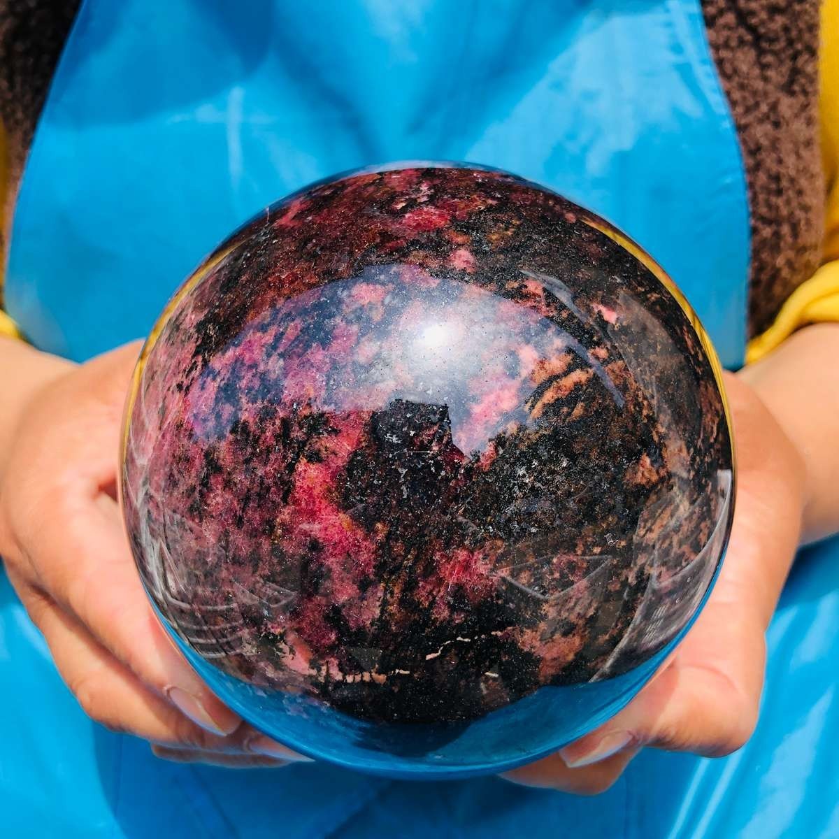 5.98LB Natural Rose grey stone quartz ball crystal healing sphere gemstone