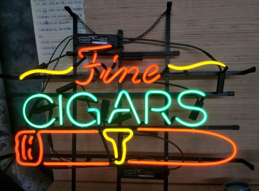 17″x14″ Fine Cigars Neon Sign Light Store Wall Hanging Decor Handcraft Artwork
